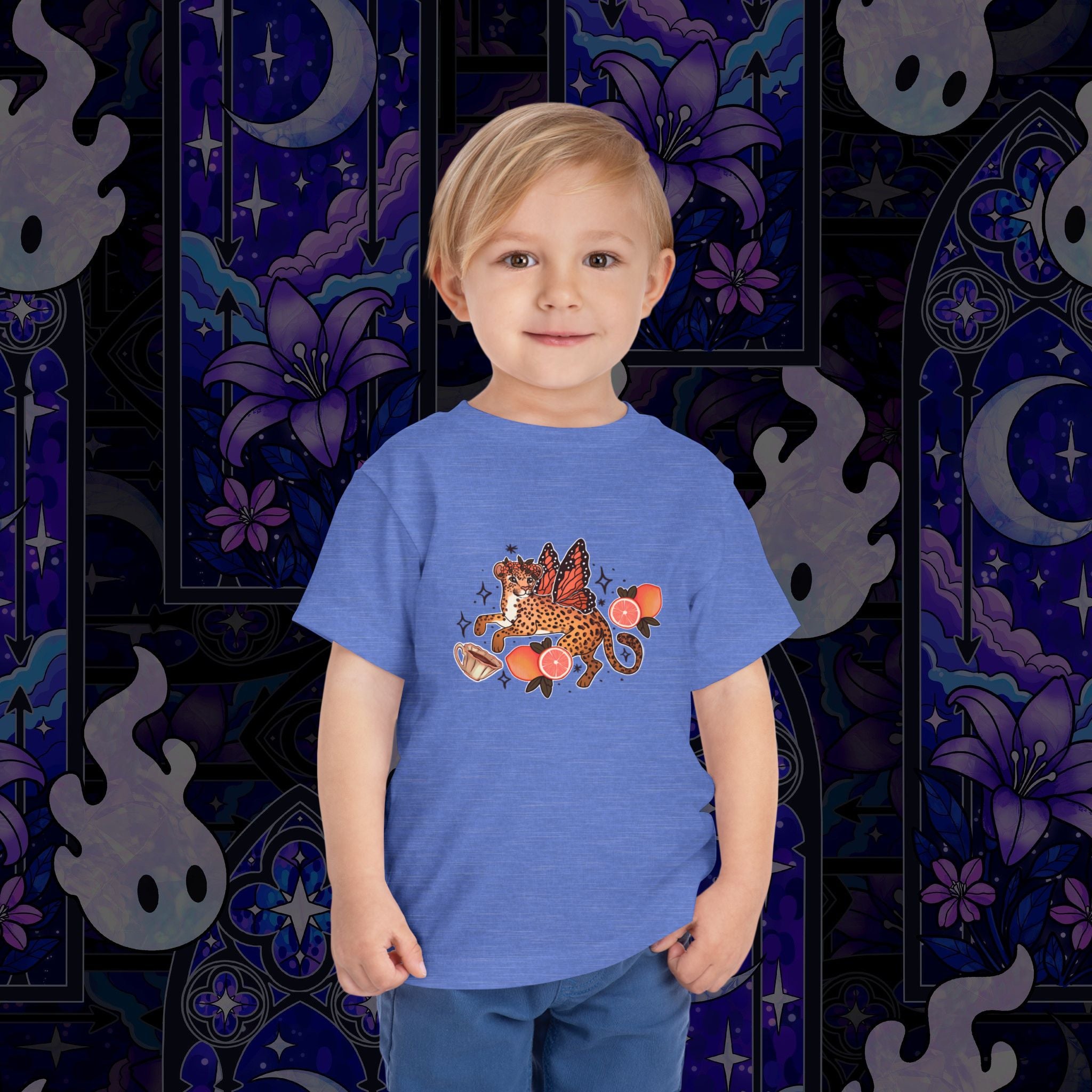 Fairy Leopard Toddler Tee — Cute Leopard with Peaches Graphic
