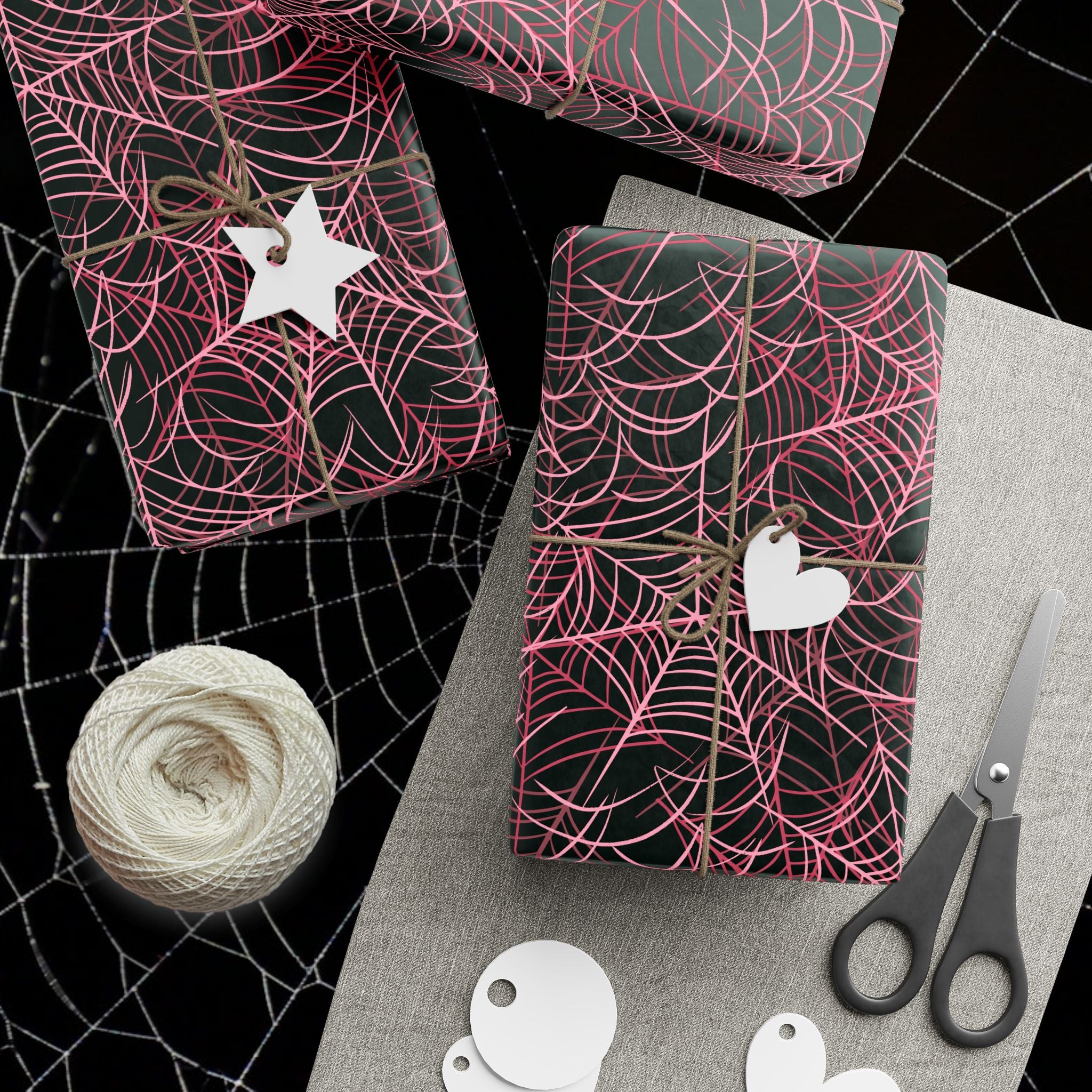 Pink Spiderwebs Wrapping Paper, Gift Wrap for Any Occasion, Unique Gift Packaging, Eco-Friendly, Holiday Wrapping, Birthday Celebration