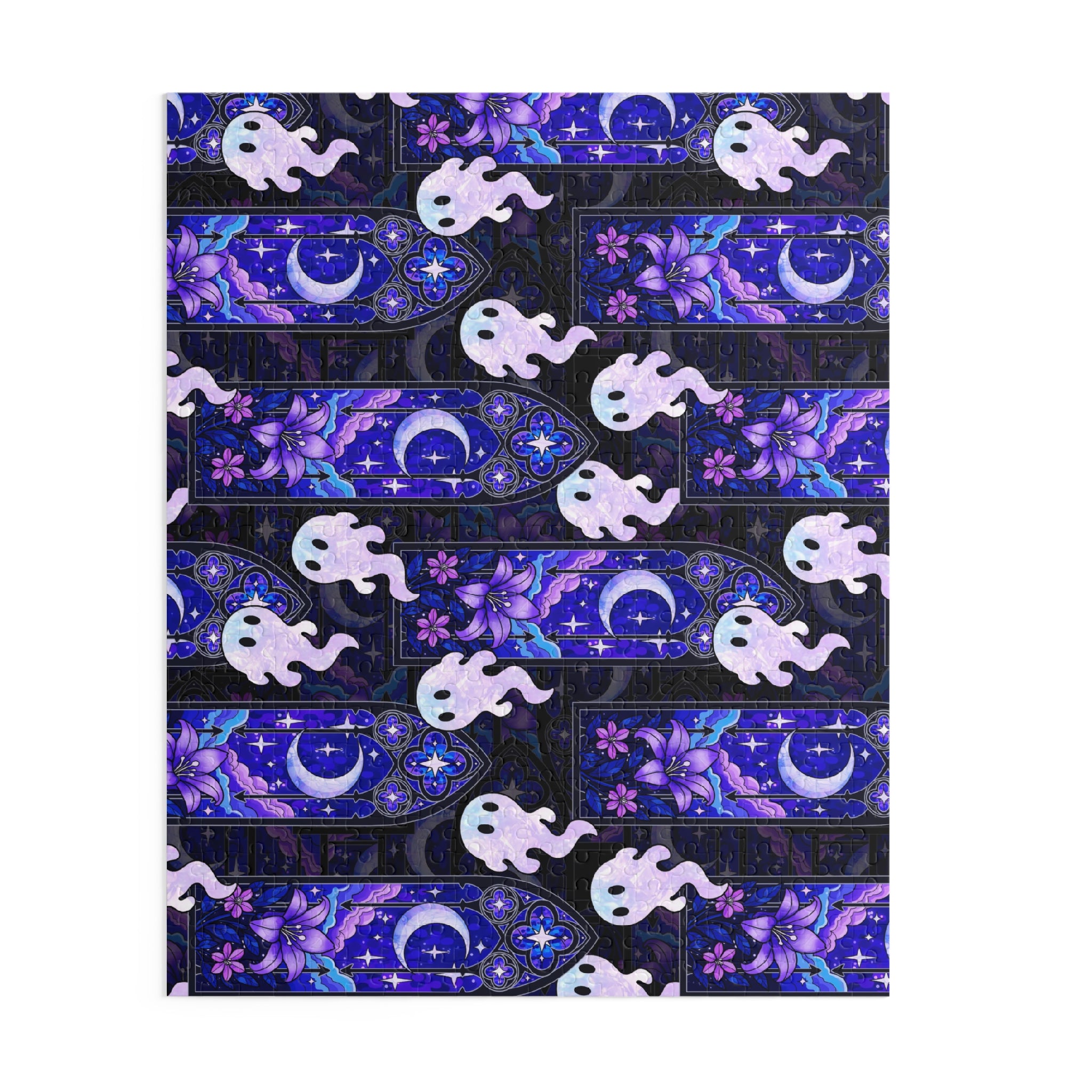 Hex Sprite Puzzle — Moonlit Stained-Glass Pattern (120/252/500-Piece)