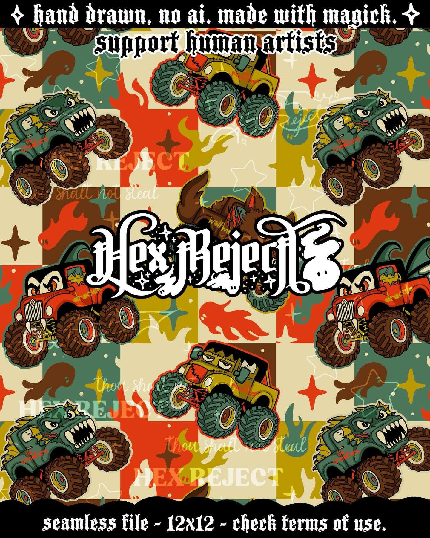 Classic Monster Trucks - Seamless file