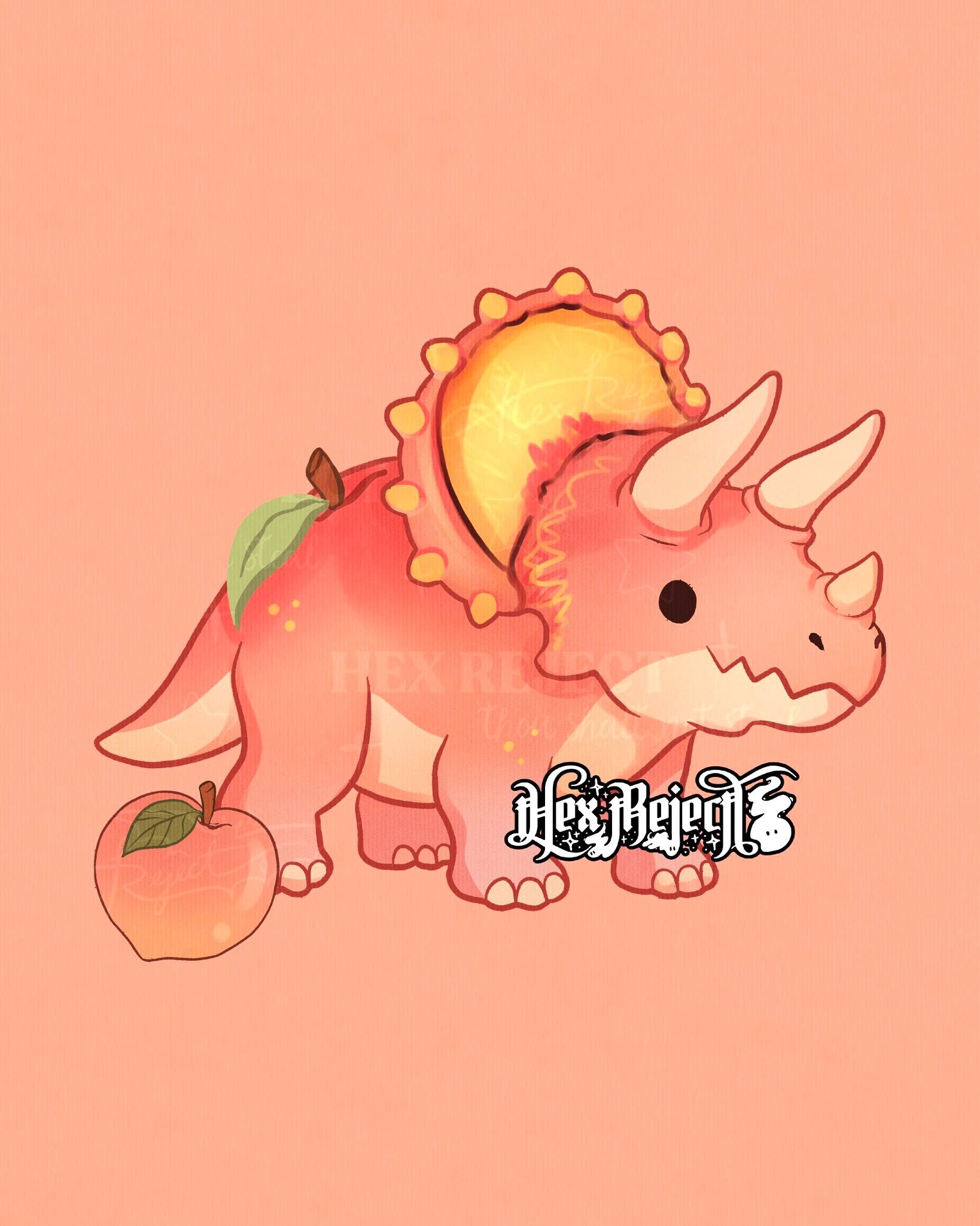 Peach Triceratops - Sub/PNG File