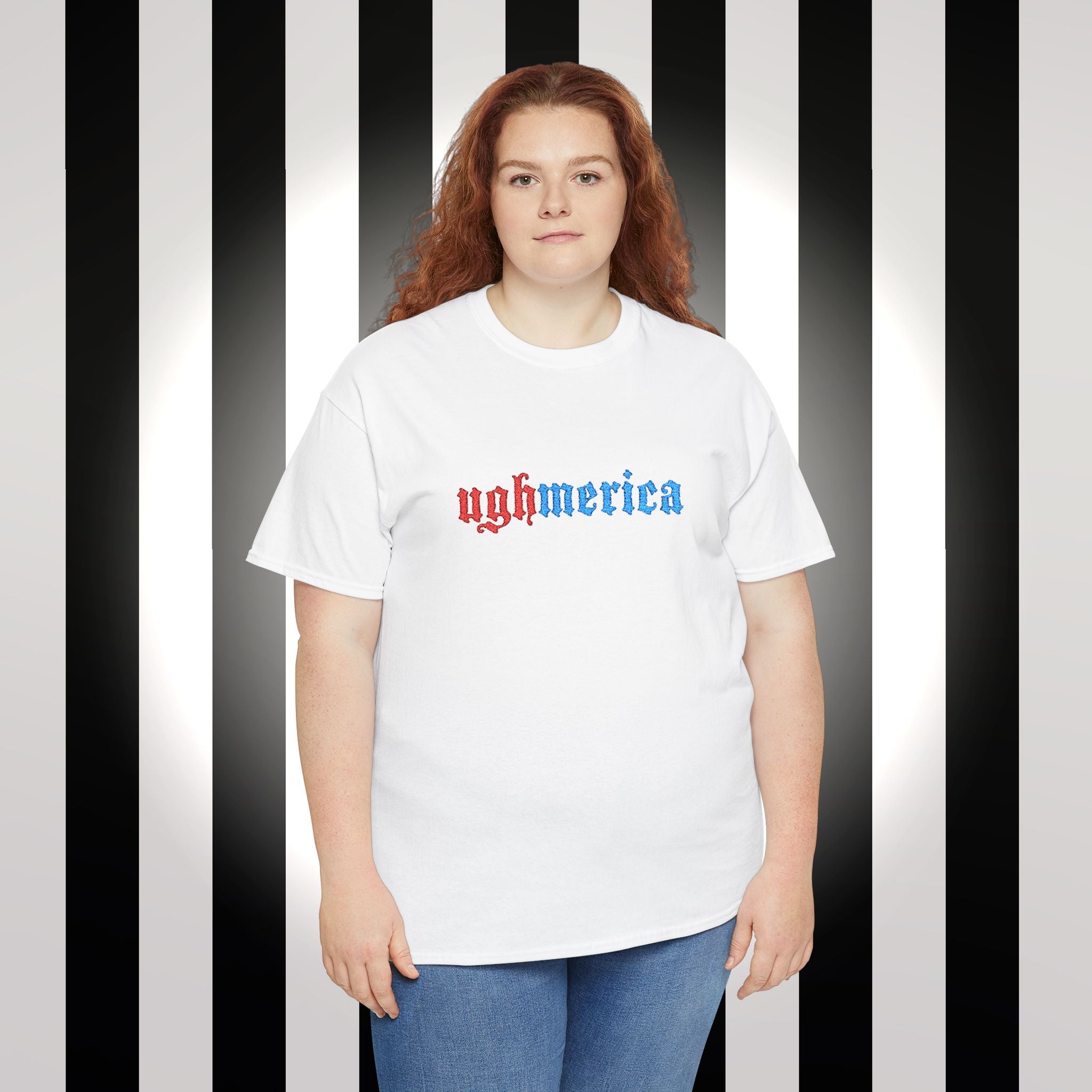 Ughmerica T-Shirt — Distressed Red & Blue Graphic Tee