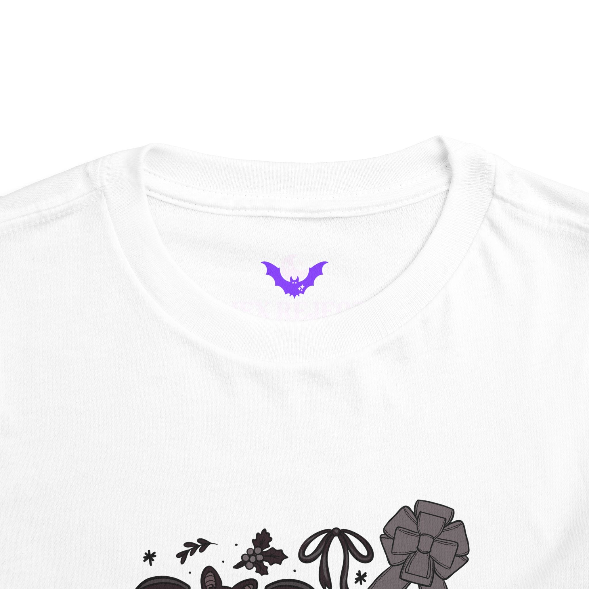 Monochrome Bats & Bows Toddler Short Sleeve Tee