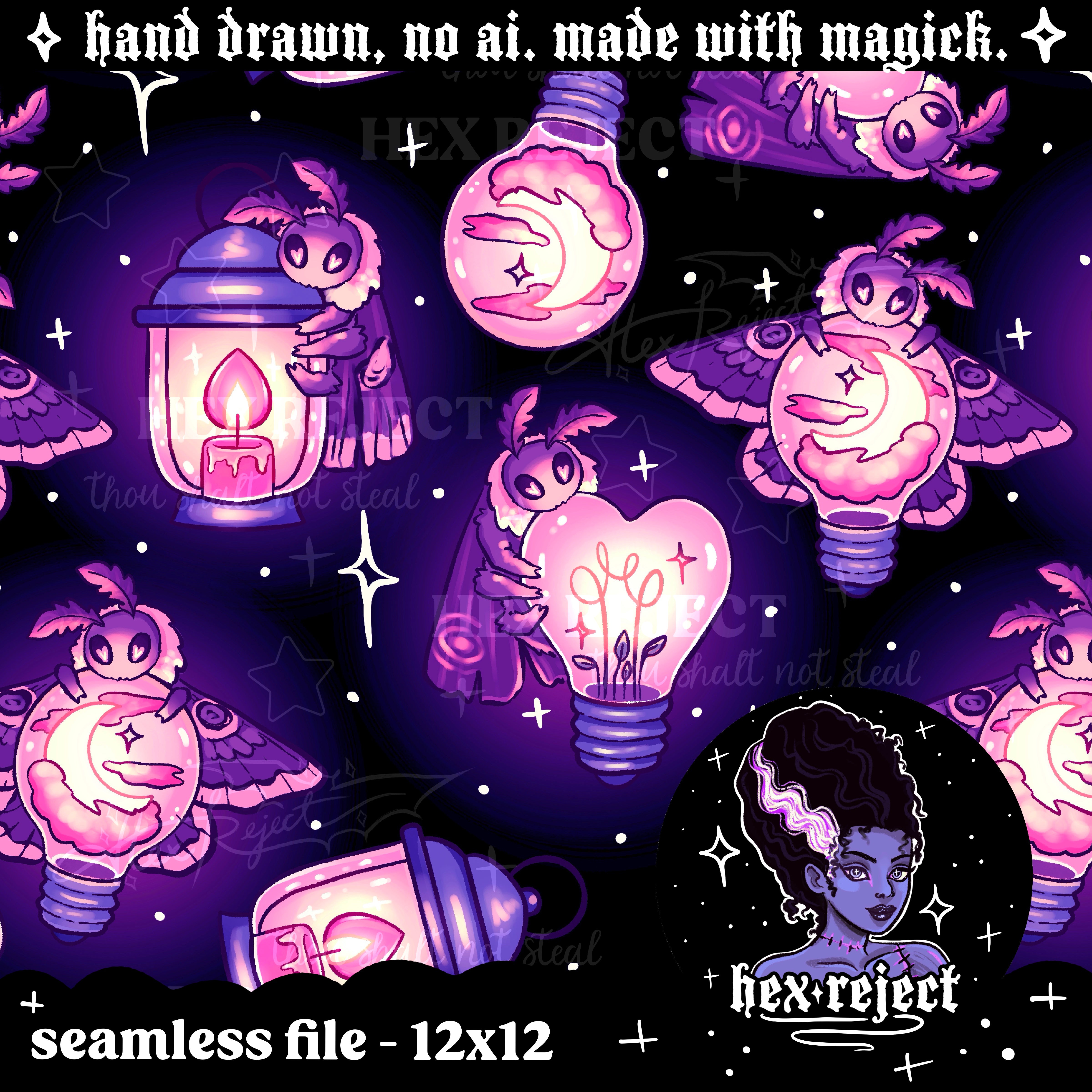 Moths - deLIGHTful - Seamless & PNG files - Hextober 2025