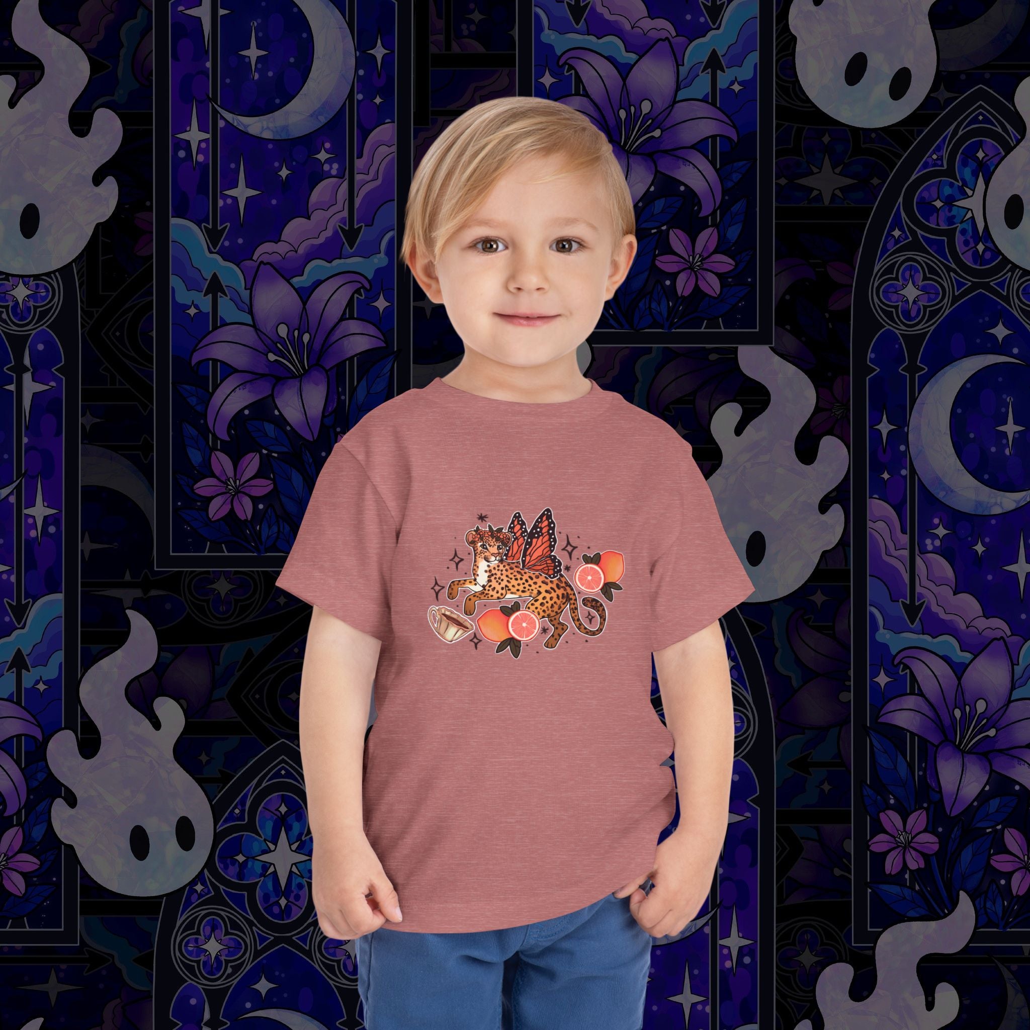 Fairy Leopard Toddler Tee — Cute Leopard with Peaches Graphic
