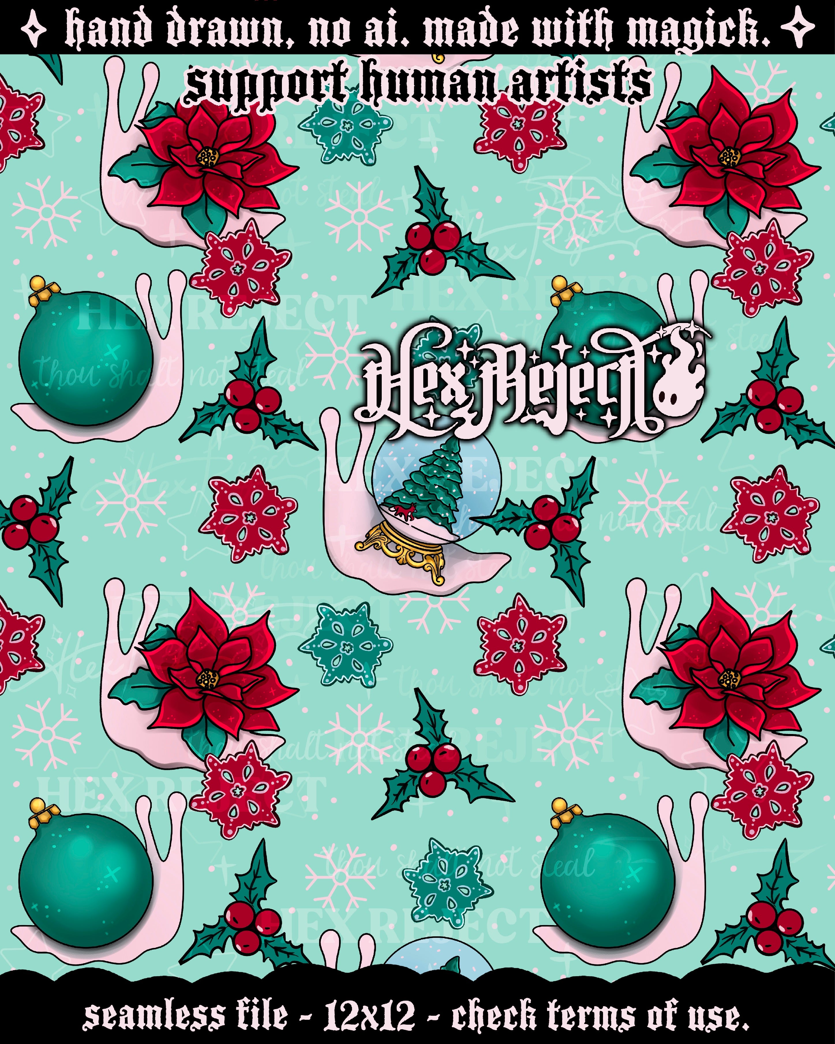Mint Christmas Snails - Seamless Files