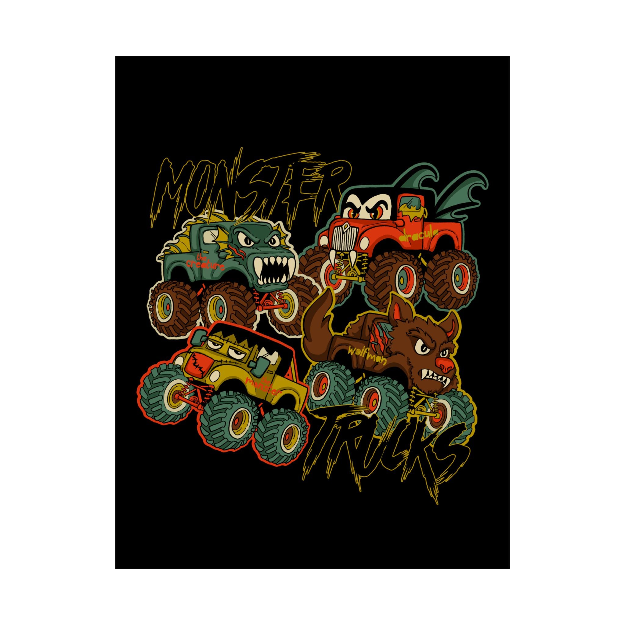 Halloween Classic Monster Trucks vertical matte poster