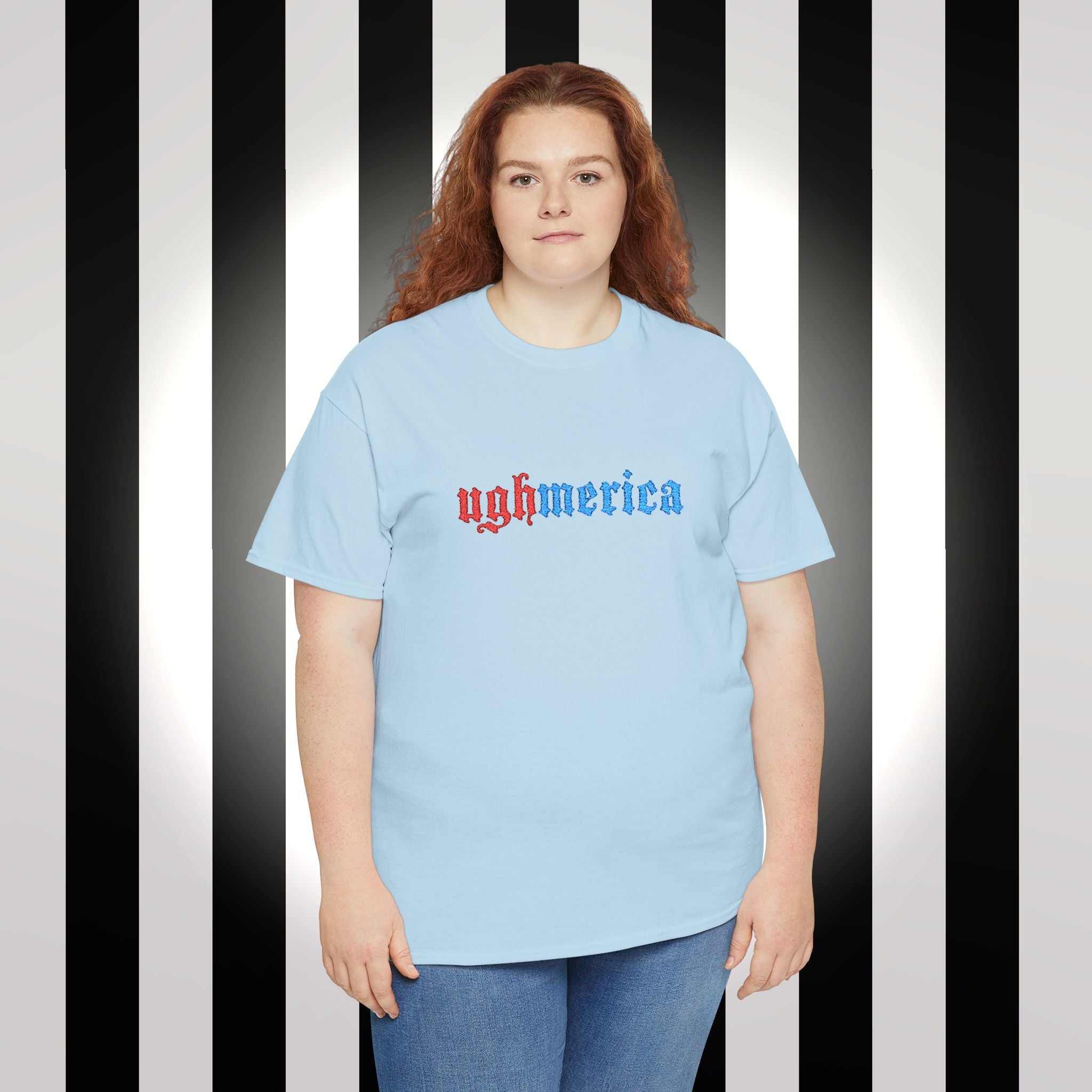 Ughmerica T-Shirt — Distressed Red & Blue Graphic Tee