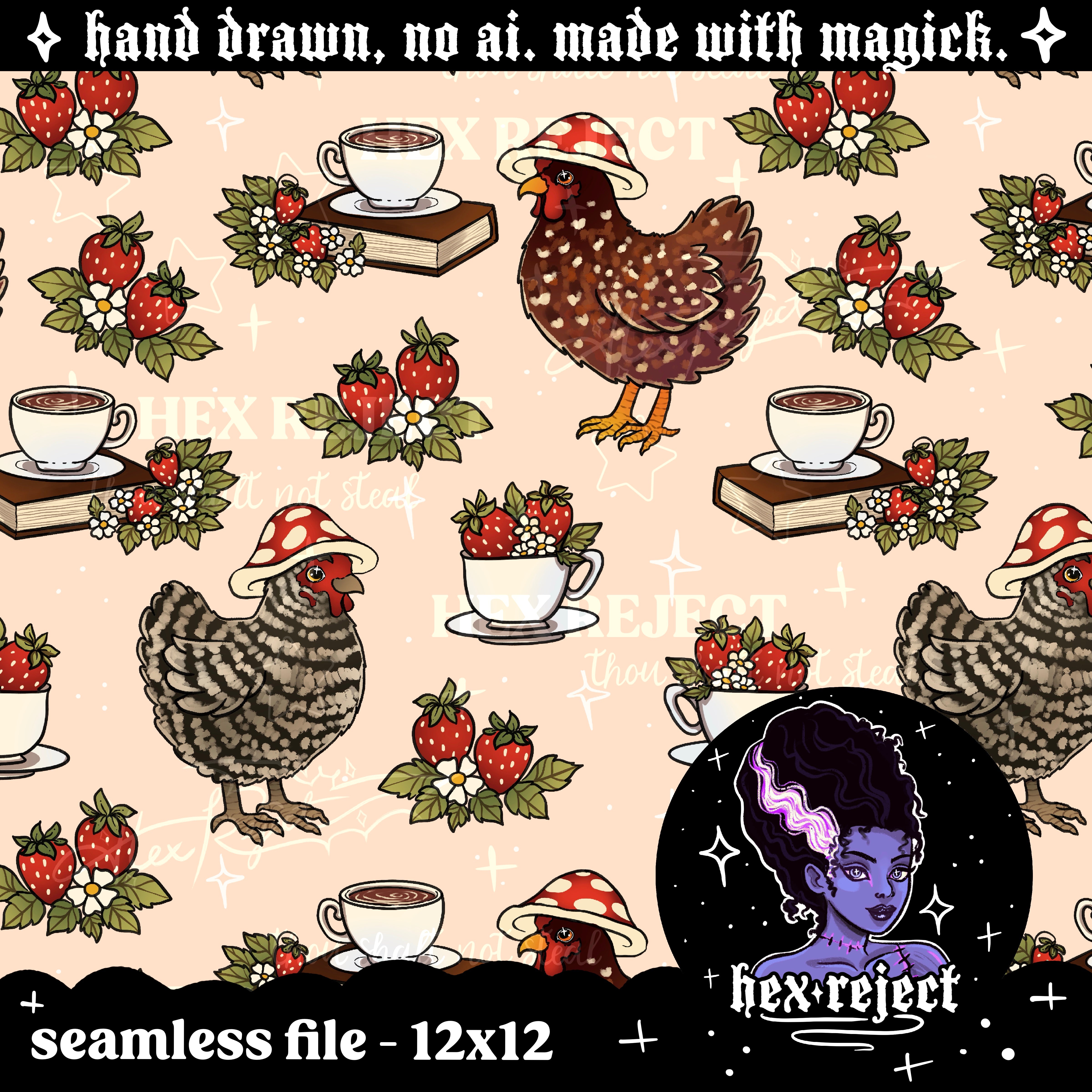 Cottage Chickens - Seamless file - small handmade shops only