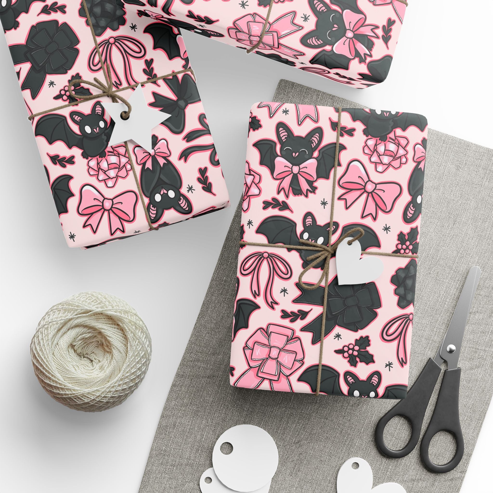 Bats & Bows Wrapping Paper, Gift Wrap for Any Occasion, Unique Gift Packaging, Eco-Friendly, Holiday Wrapping, Birthday Celebration