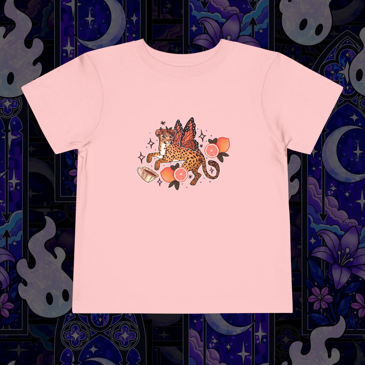 Fairy Leopard Toddler Tee — Cute Leopard with Peaches Graphic