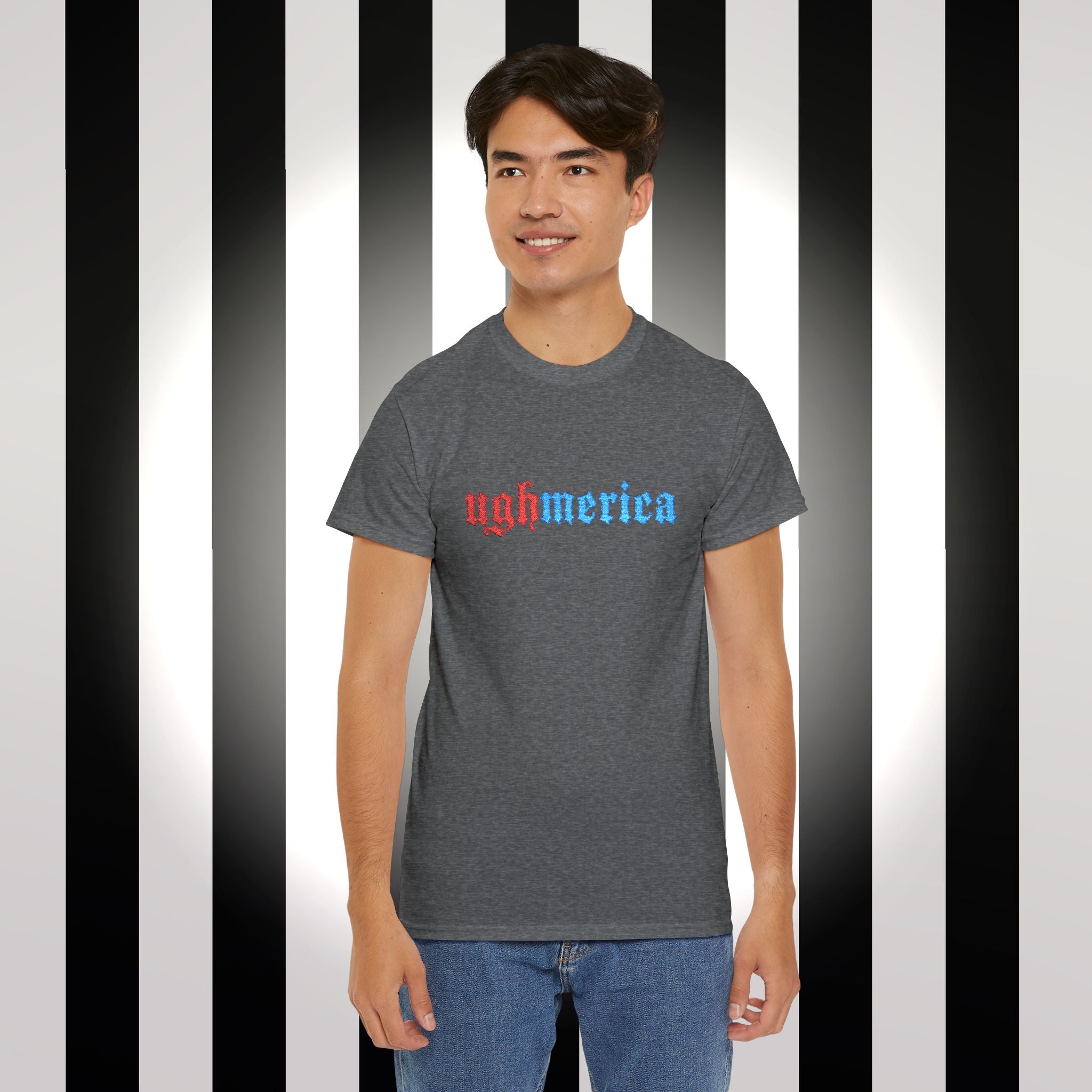 Ughmerica T-Shirt — Distressed Red & Blue Graphic Tee