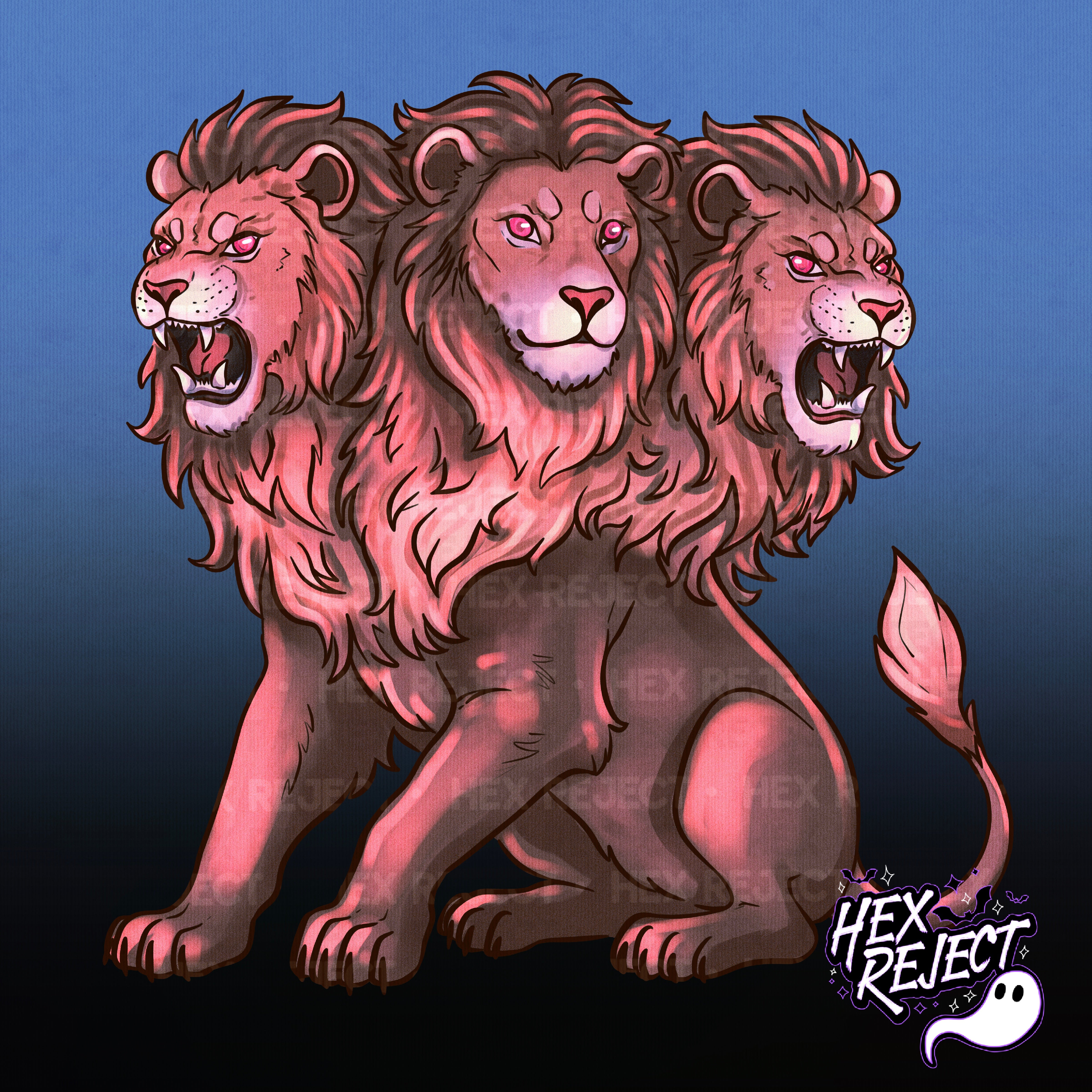 Bestiary - Lion Cerberus - Seamless & PNG files - Hextober 2025