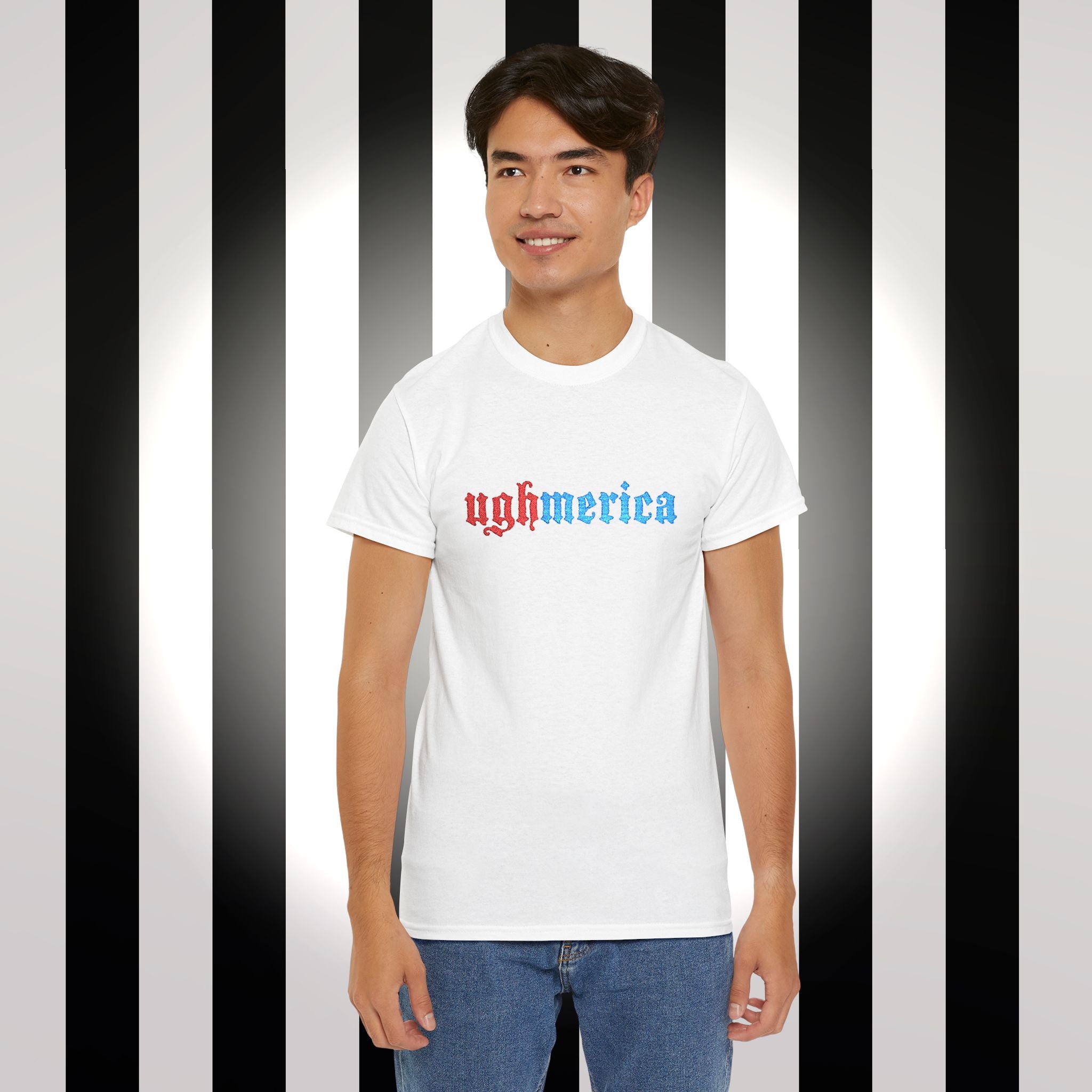 Ughmerica T-Shirt — Distressed Red & Blue Graphic Tee