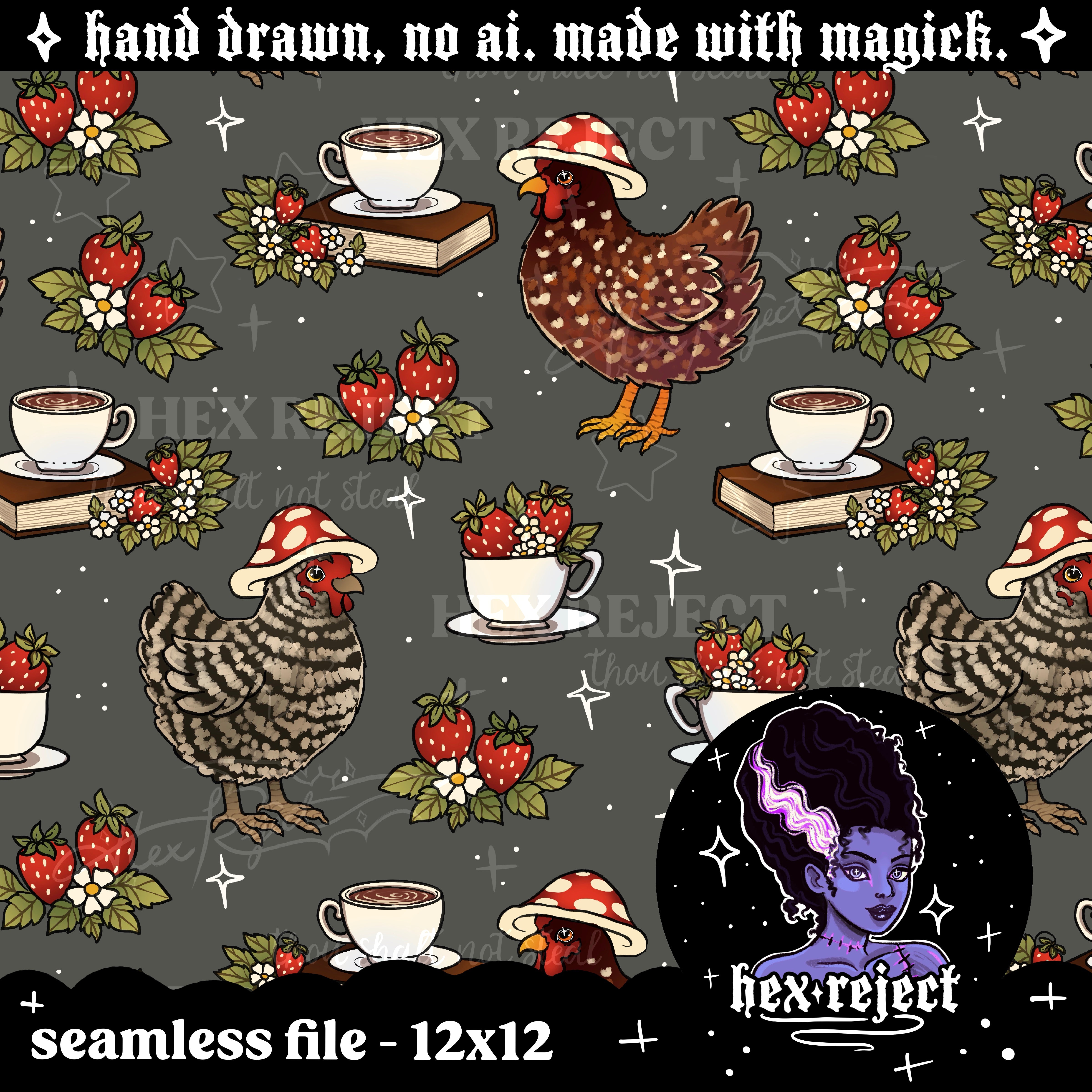 Cottage Chickens - Seamless file - small handmade shops only