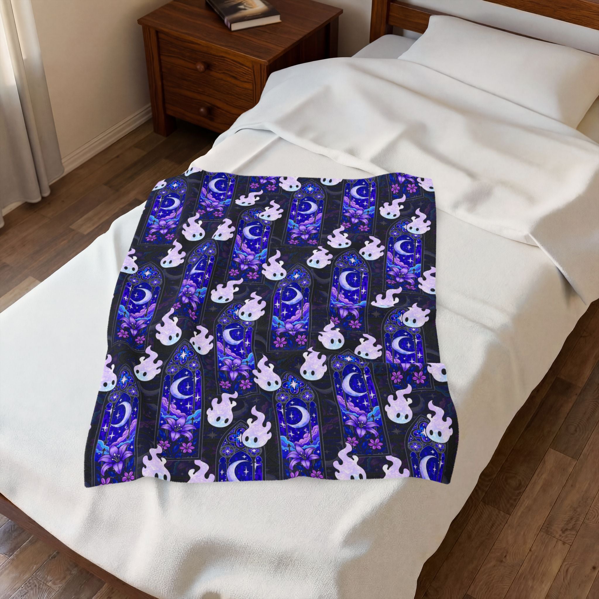Hex Sprites - Stained Glass - Gothic Cathedral Window - Cozy Velveteen Plush Blanket