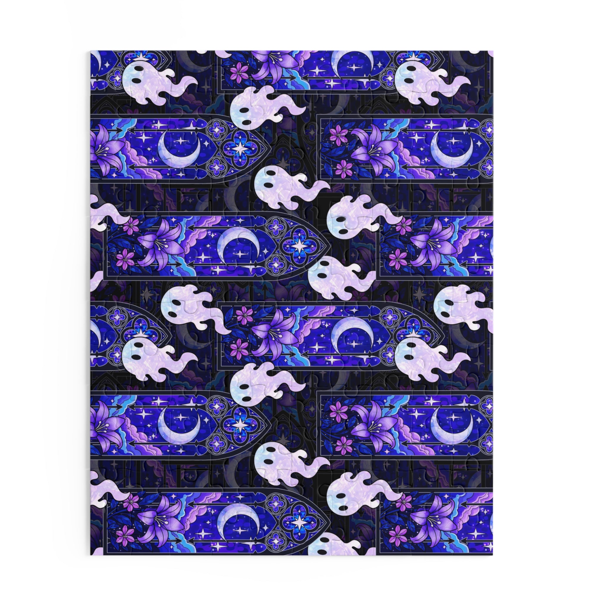 Hex Sprite Puzzle — Moonlit Stained-Glass Pattern (120/252/500-Piece)