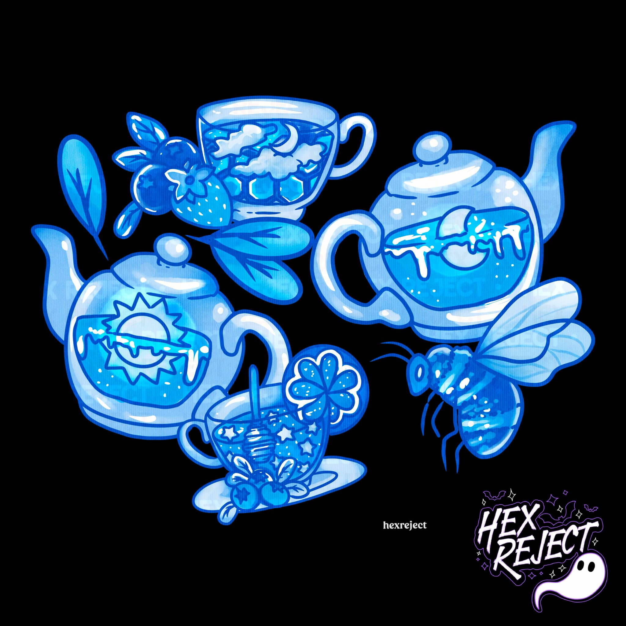 Bees & Blue Teas Porcelain - PNG / Sub file