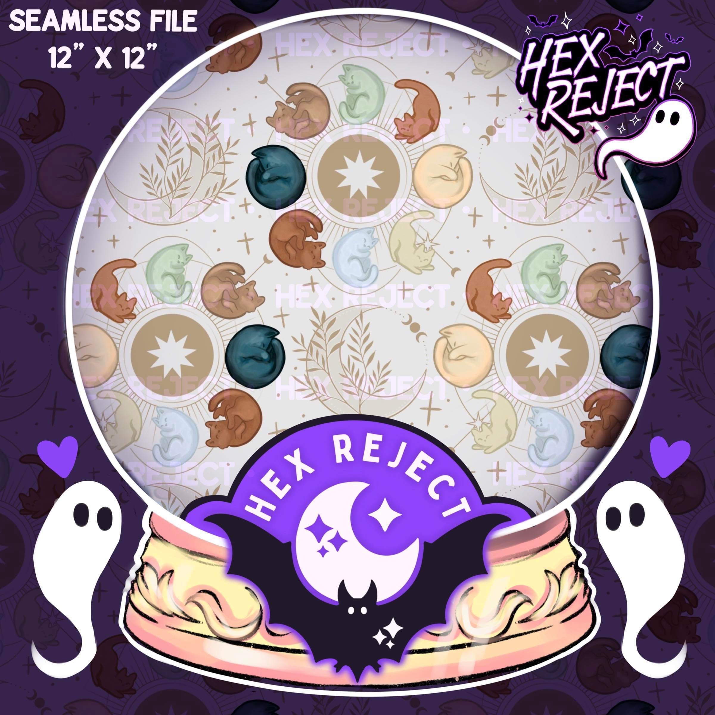 Kitty Moon Phases : Hextober - Seamless file