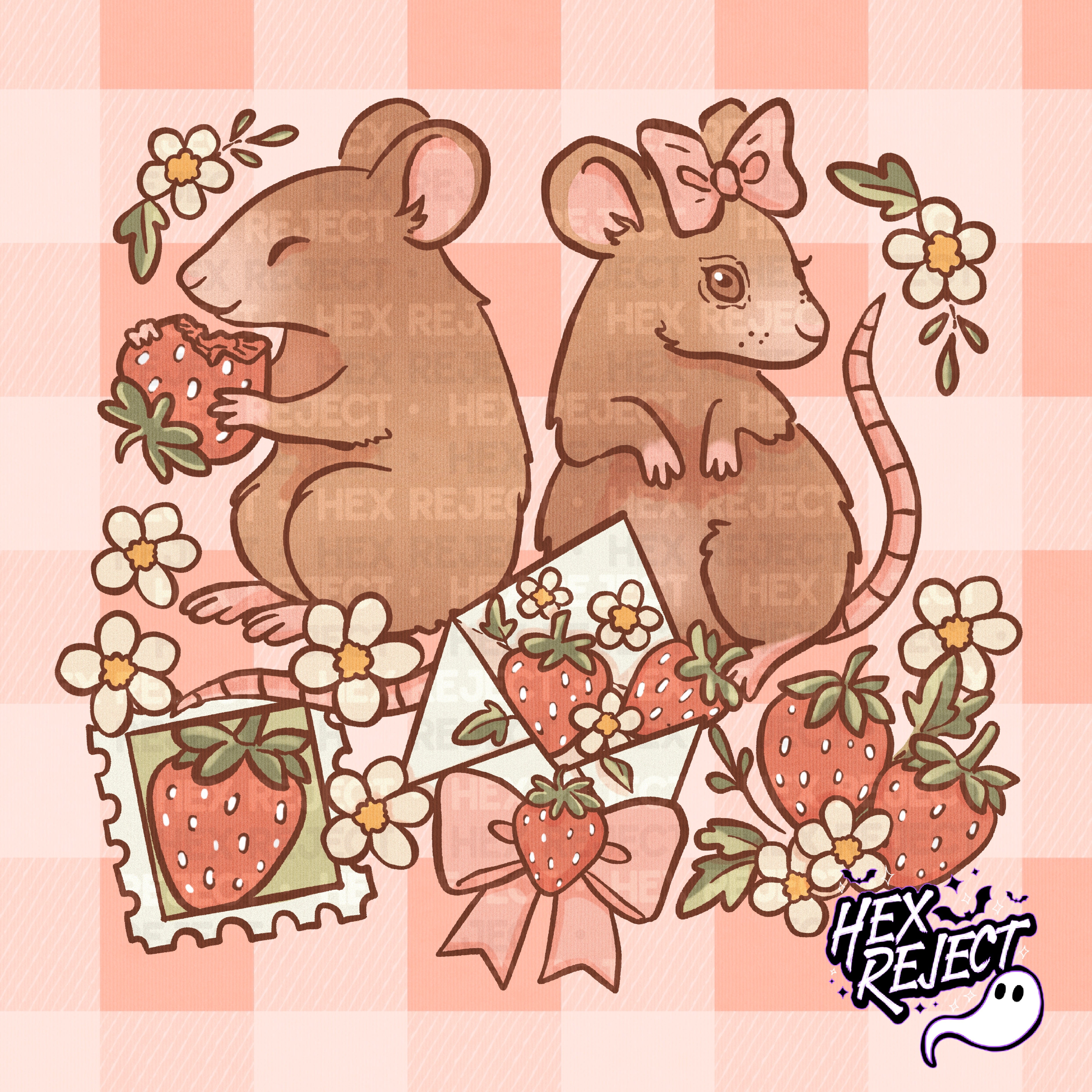 Coquette Rodents - Seamless & PNG files - Hextober 2025