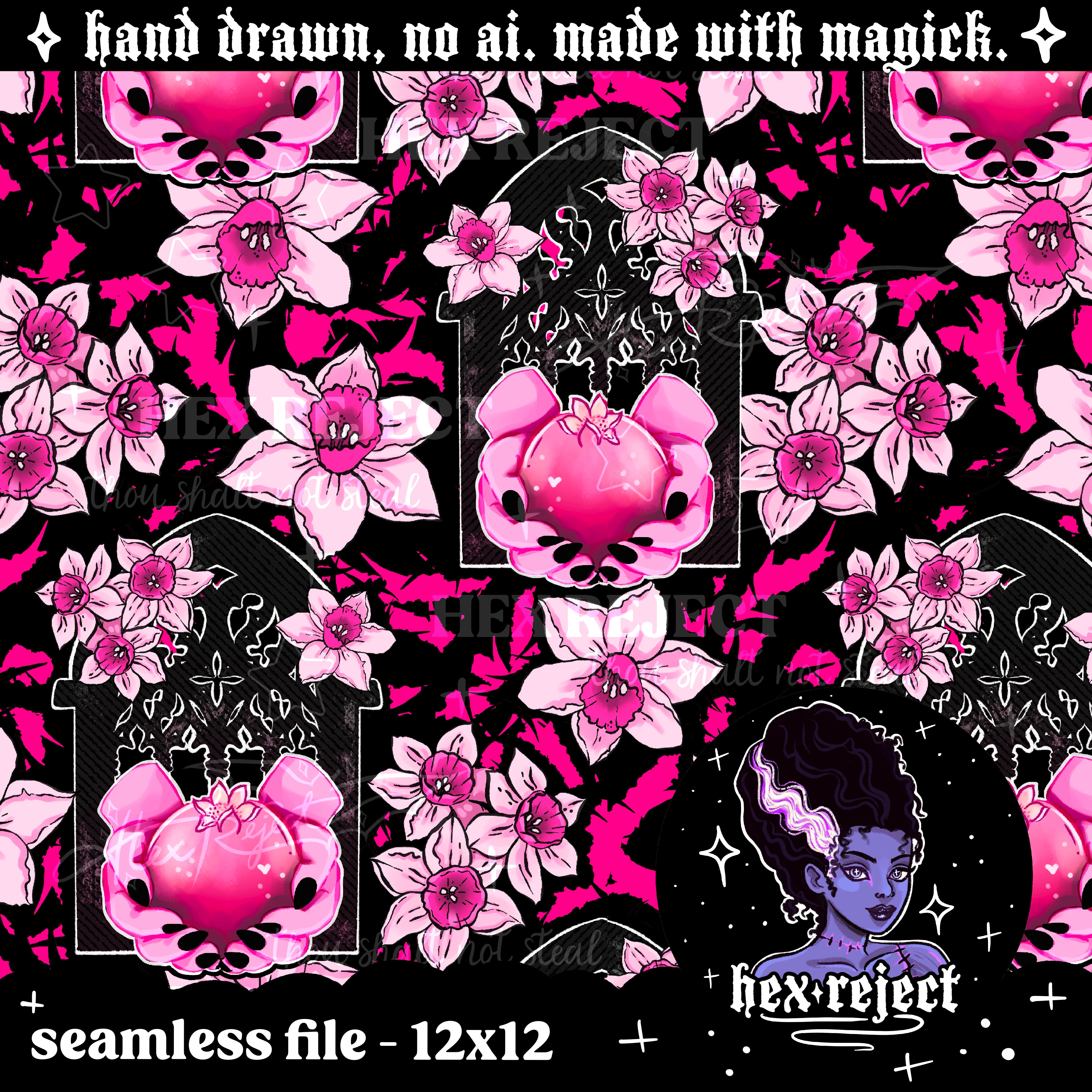 Persephone’s Pomegranates - Seamless file - *spooky special*