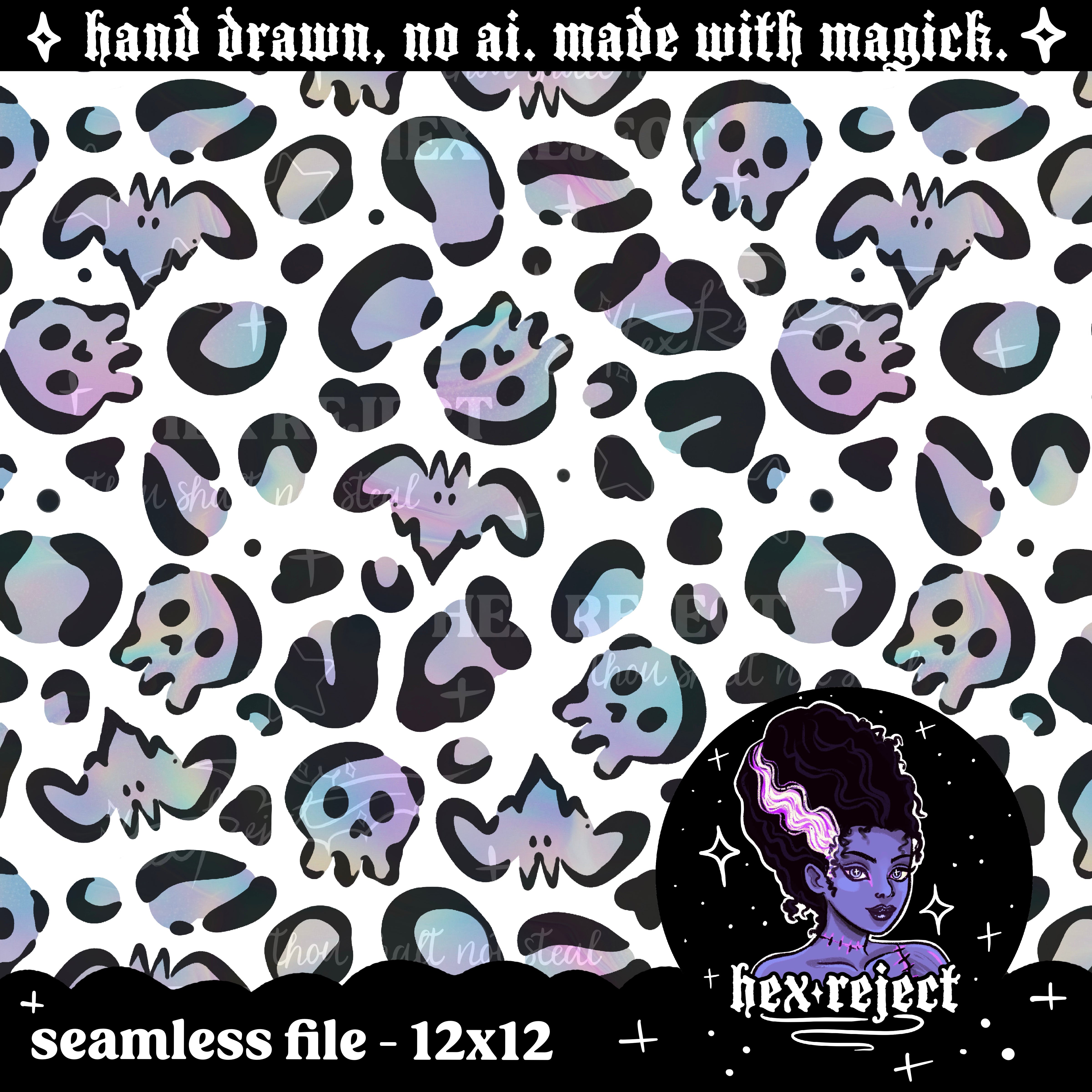 Wild (spooky leopard print) - Seamless & PNG files - Hextober 2025