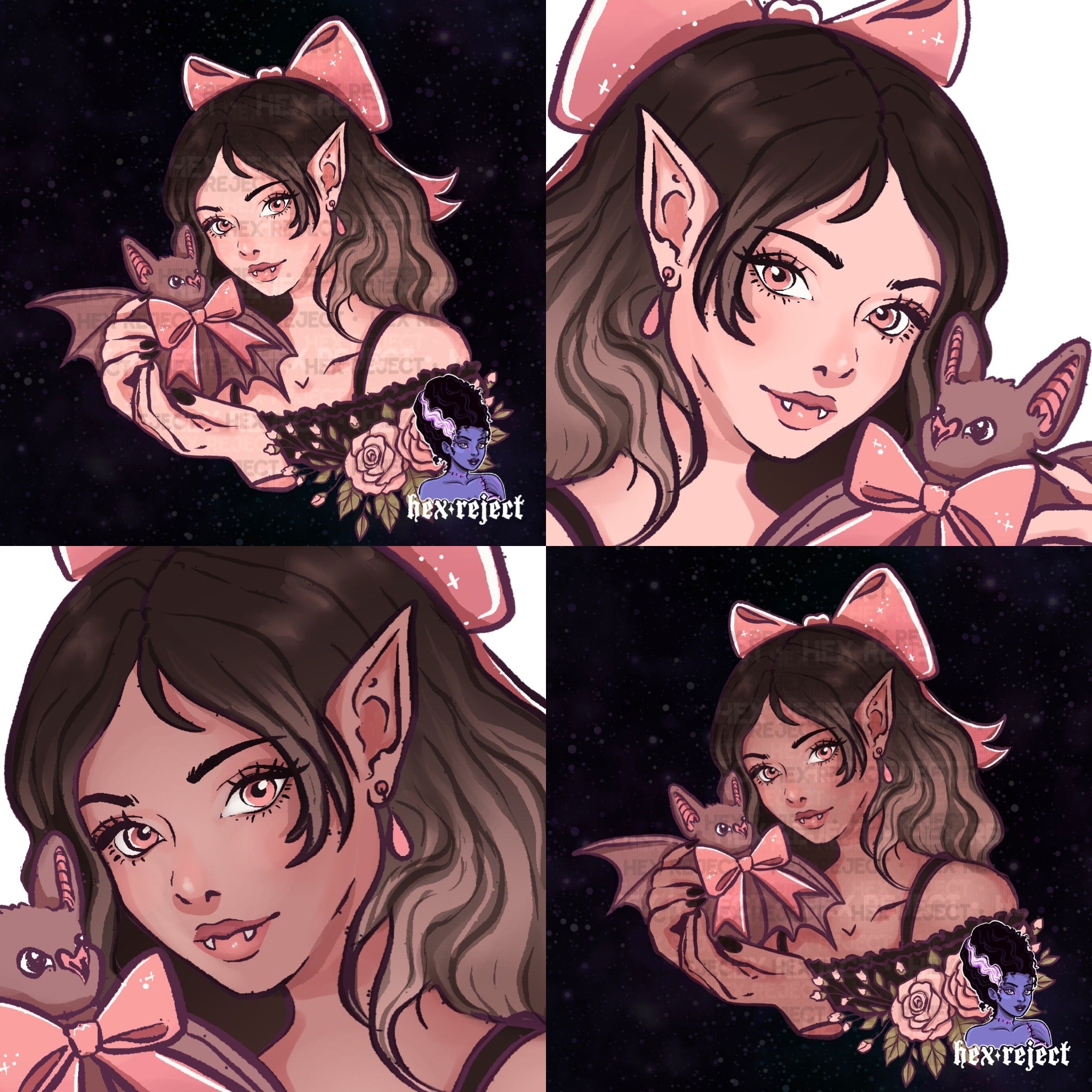 Coquette Vampire - Seamless & png files - 14 days of yuck