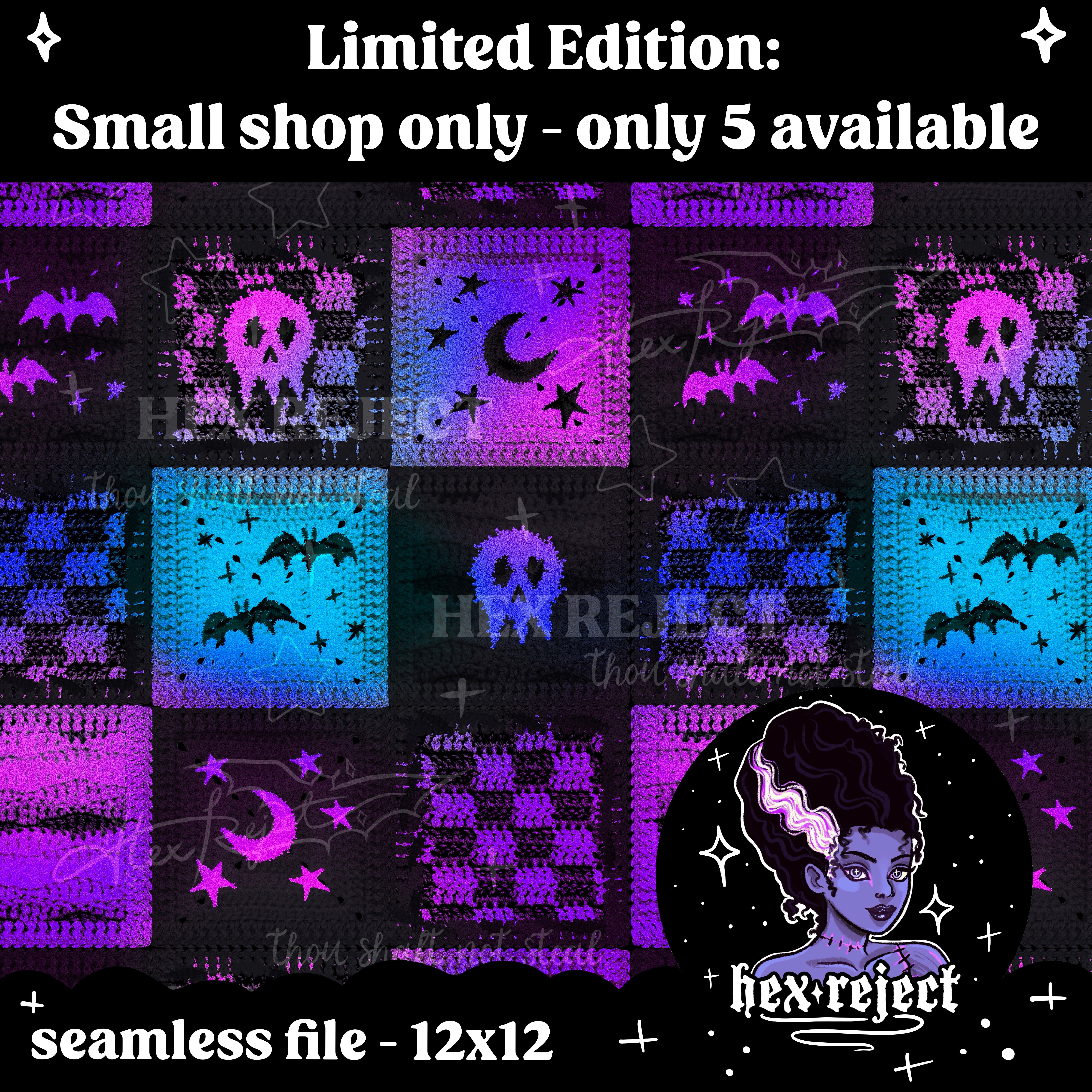 Patchwork Goth Granny Squares - Seamless & PNG files - Hextober 2025