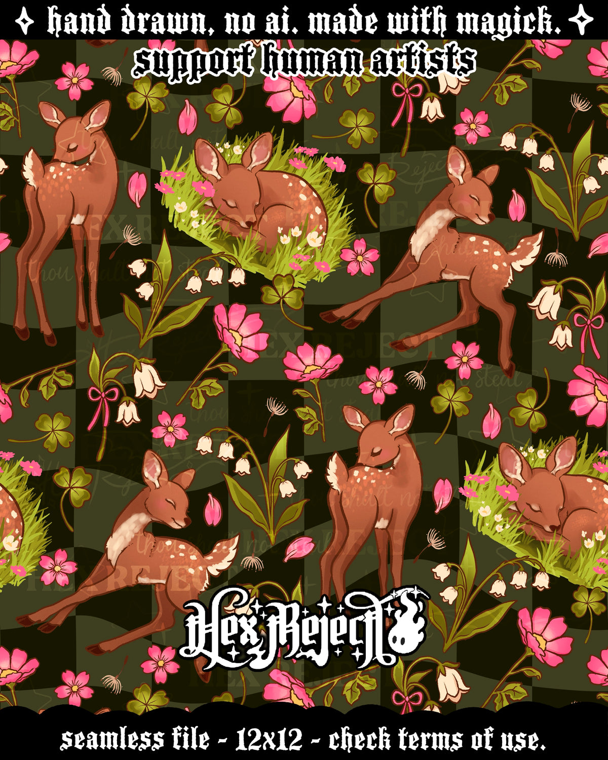 Day Nine - Bloom (Floral Fawn/Deer) : Hextober - Seamless file