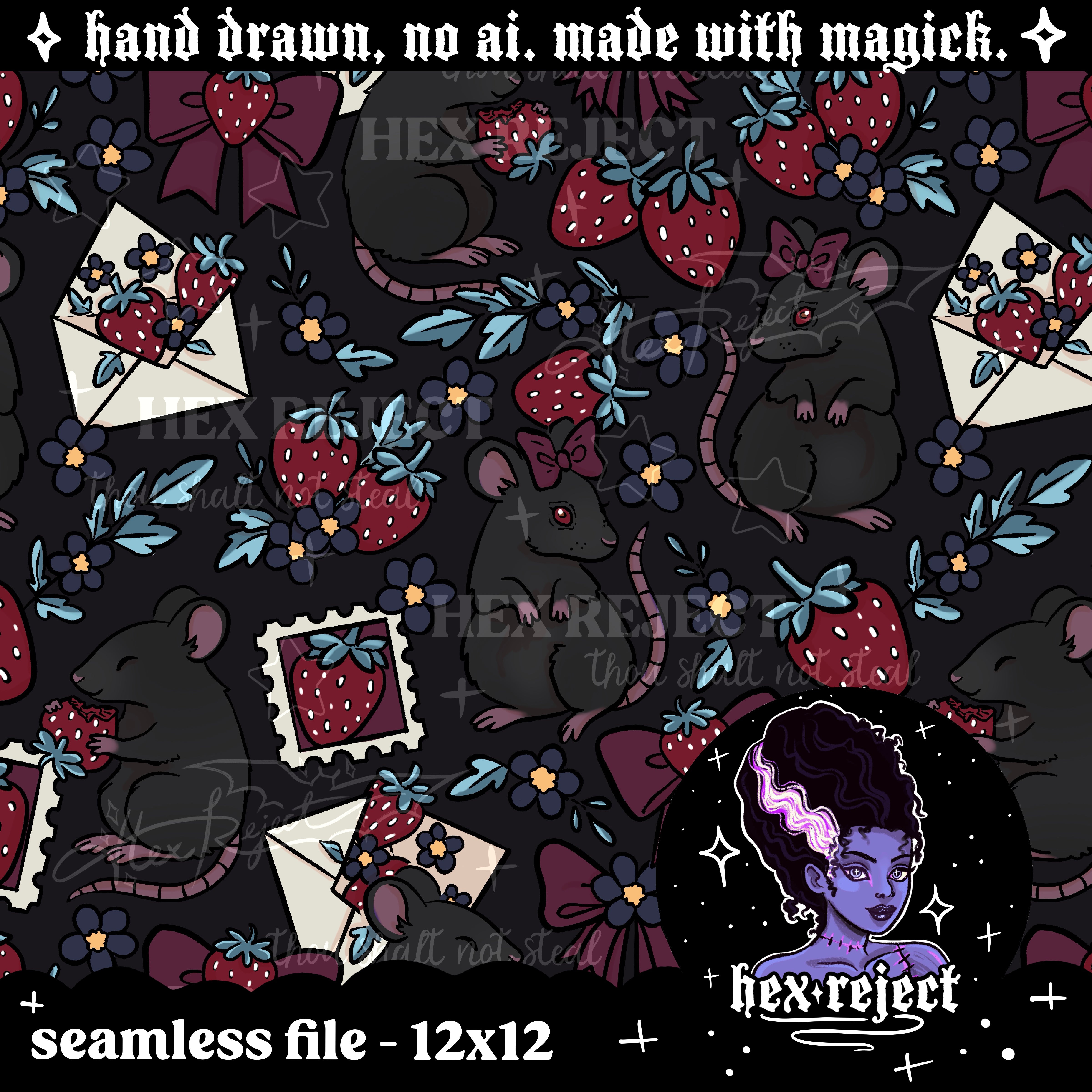 Coquette Rodents - Seamless & PNG files - Hextober 2025