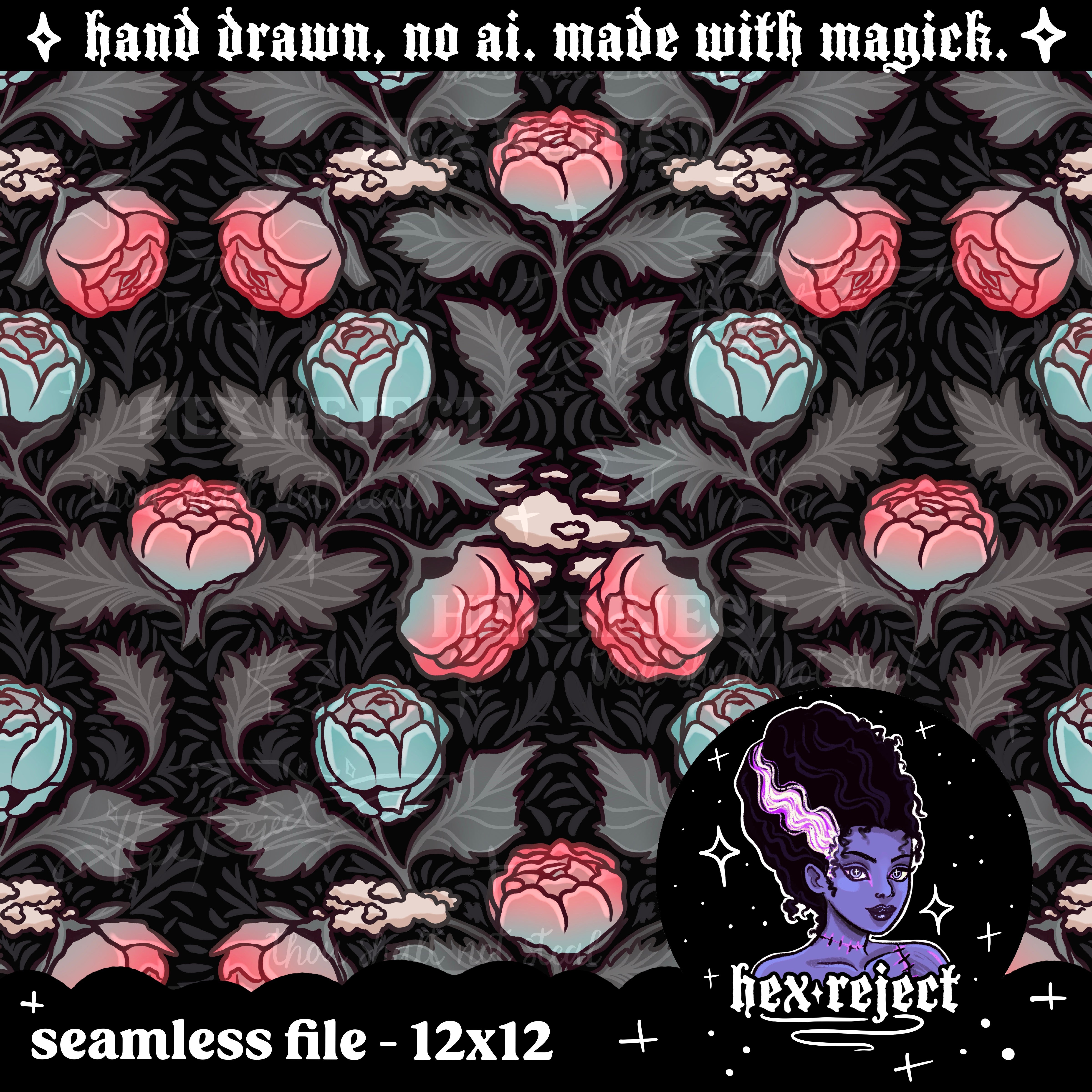 Floral - radicalized by empathy - Seamless & png files - 14 days of yuck