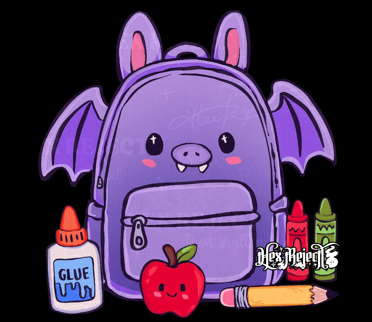 Bat to School - back to school bats - PNG / Sub file