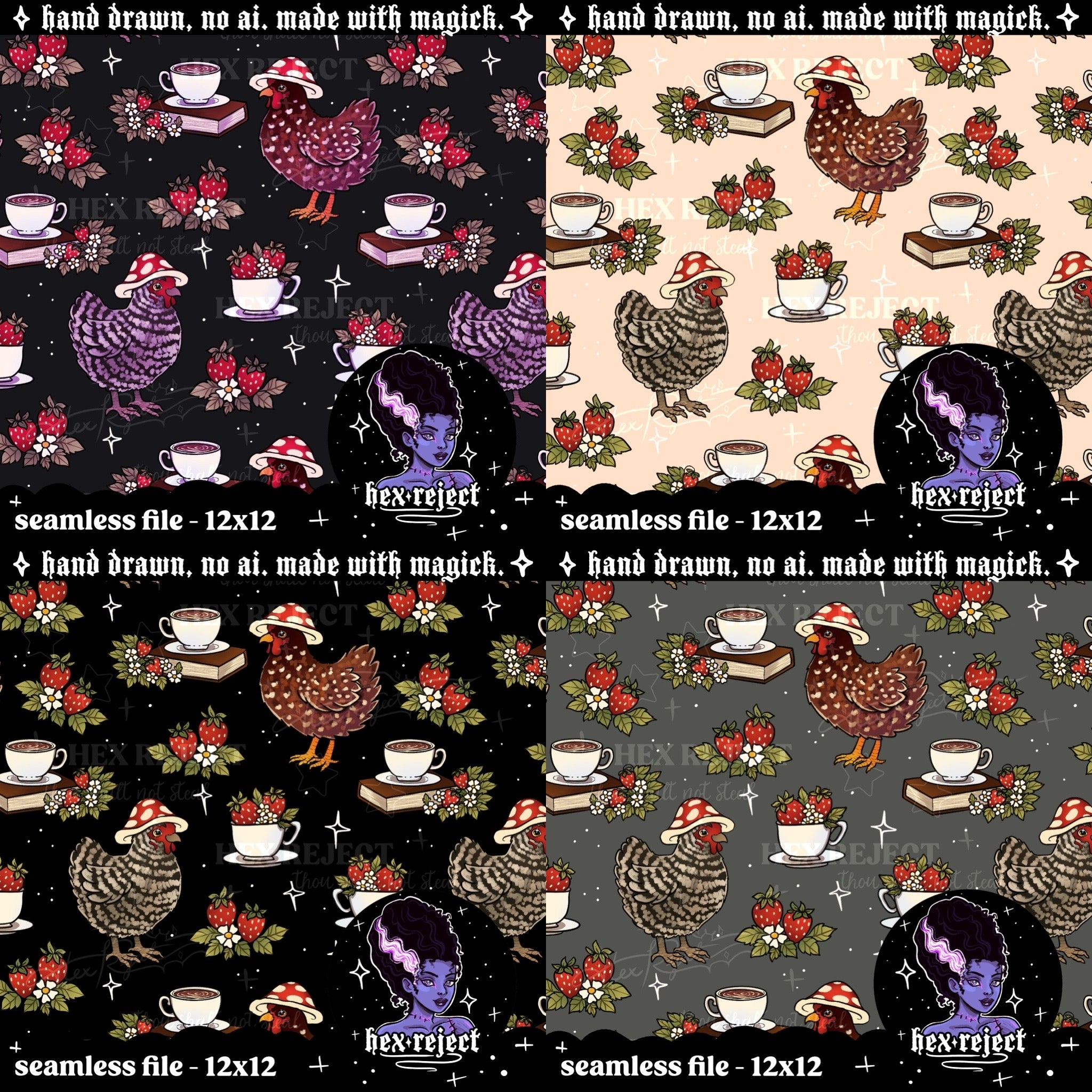 Cottage Chickens - Seamless file - small handmade shops only