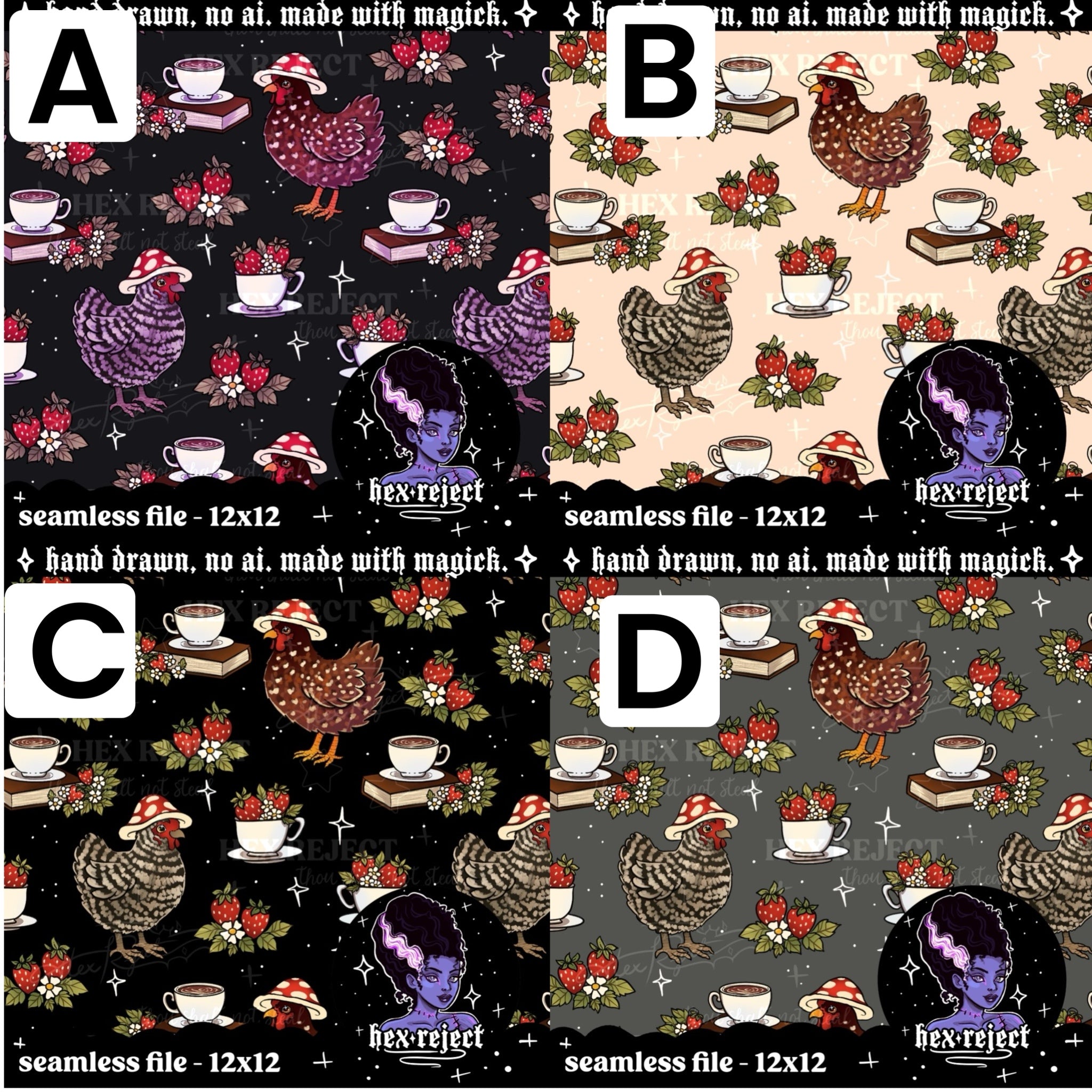Cottage Chickens - Seamless file - small handmade shops only