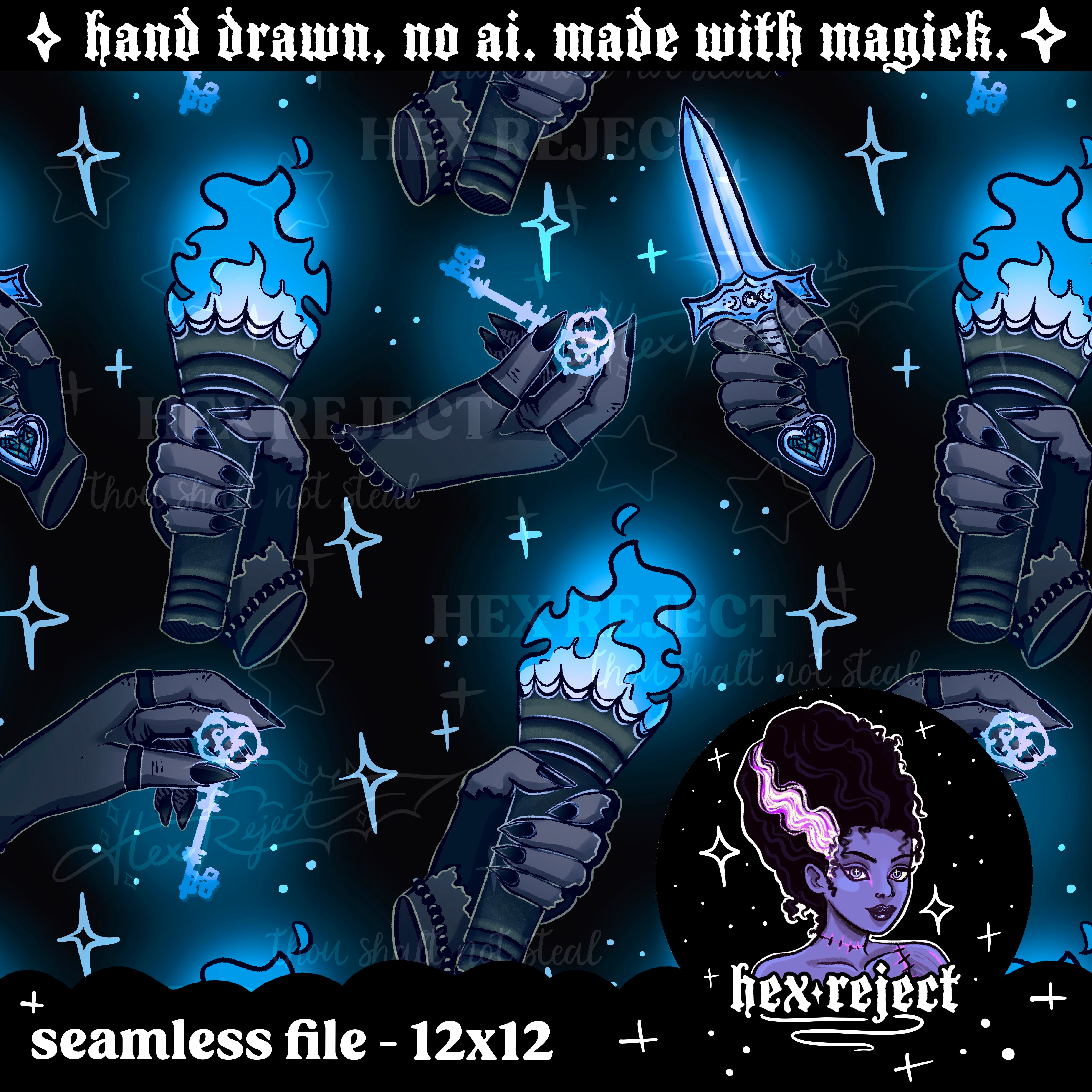 Key, Hecate hands - Seamless & png files - 14 days of yuck