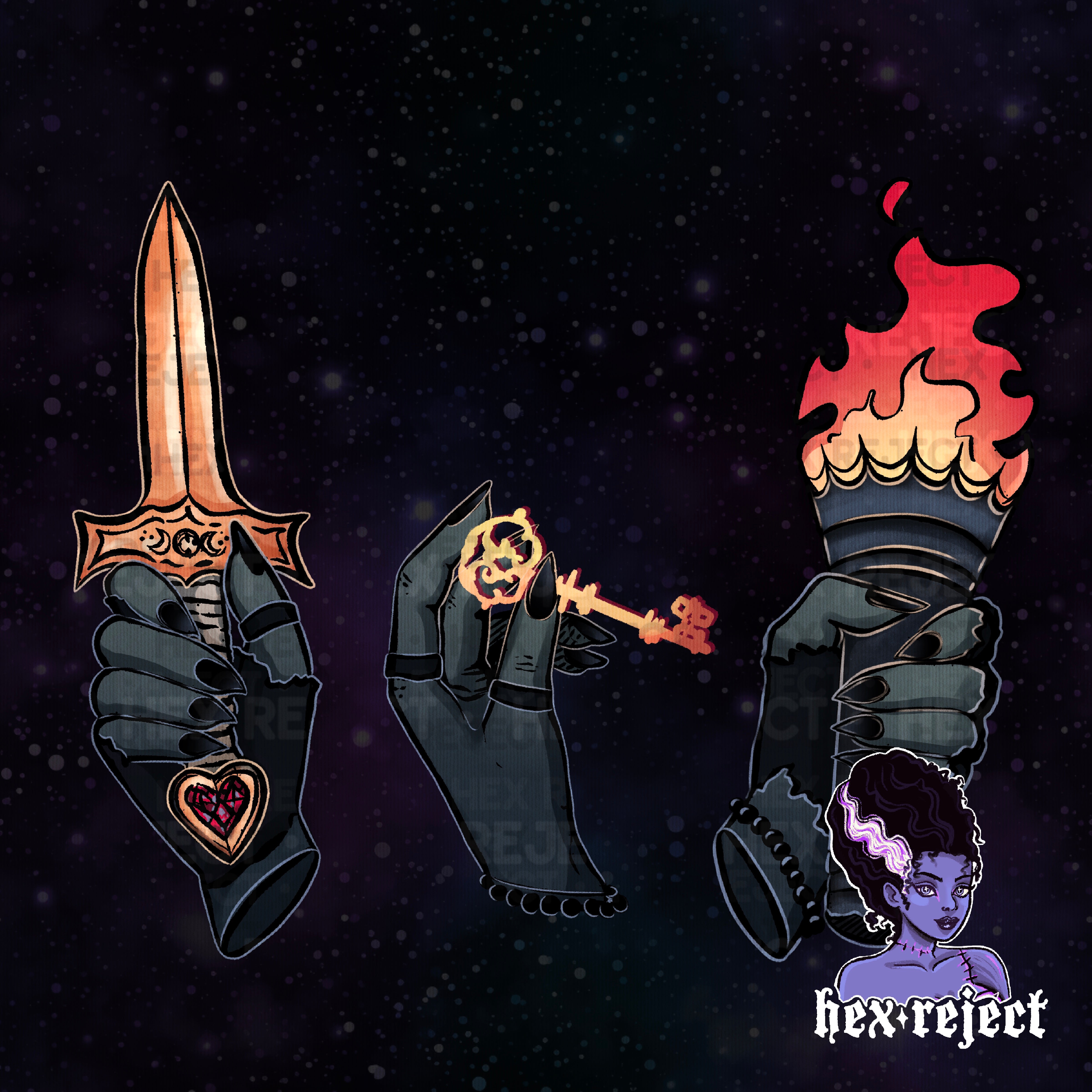 Key, Hecate hands - Seamless & png files - 14 days of yuck
