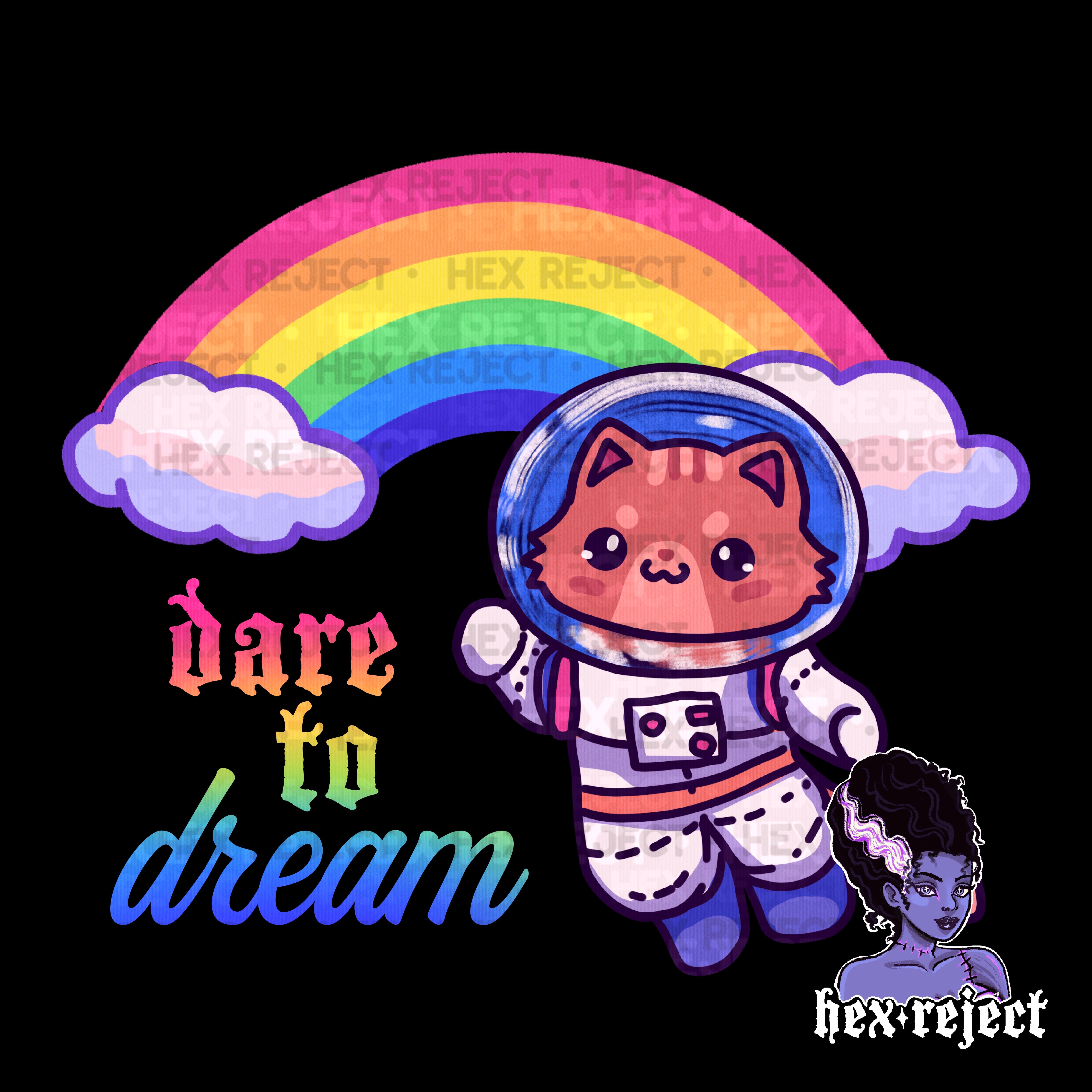 Rainbow space kitties - Seamless & png file - 14 days of yuck