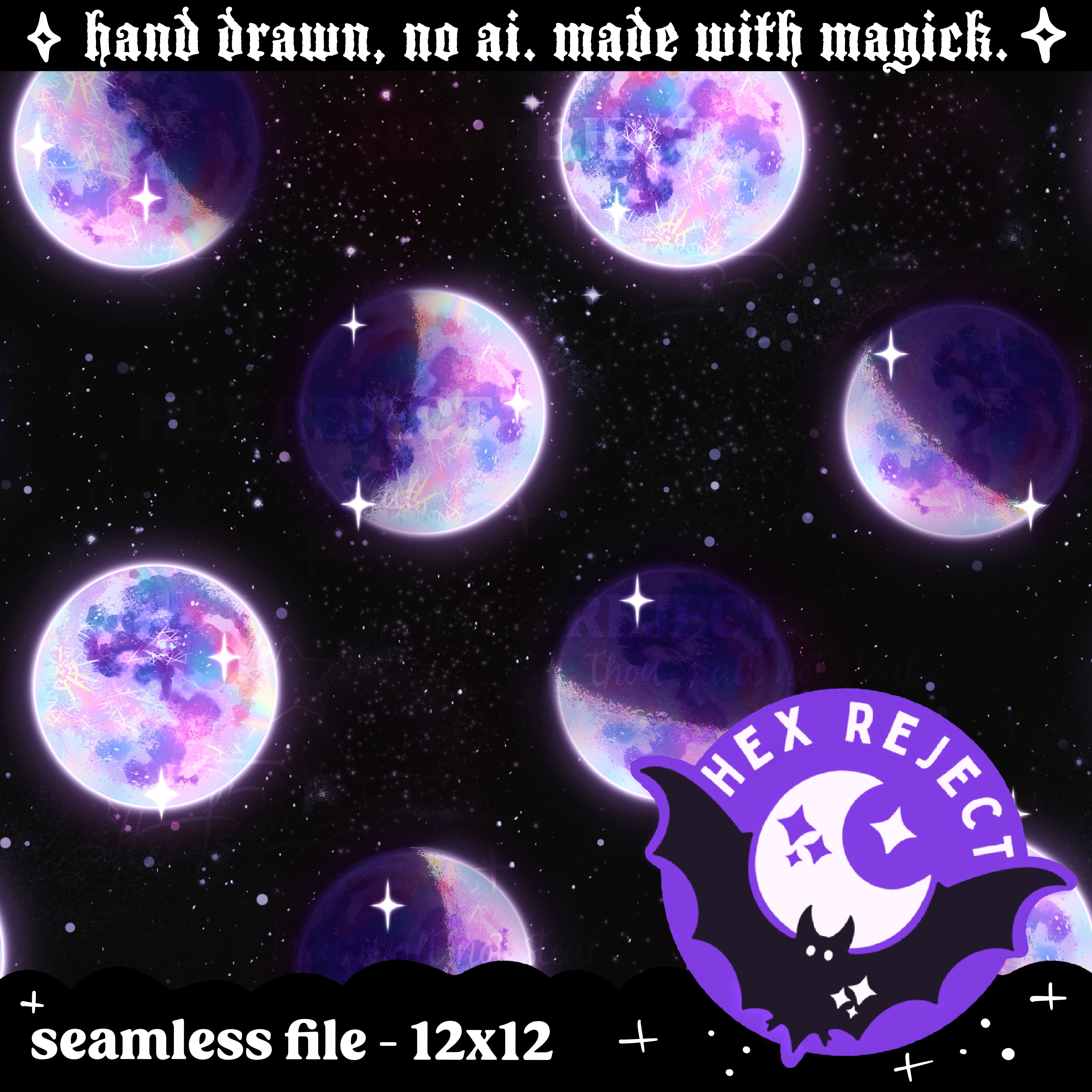 Whimsical Moons - Seamless file - small handmade shops only