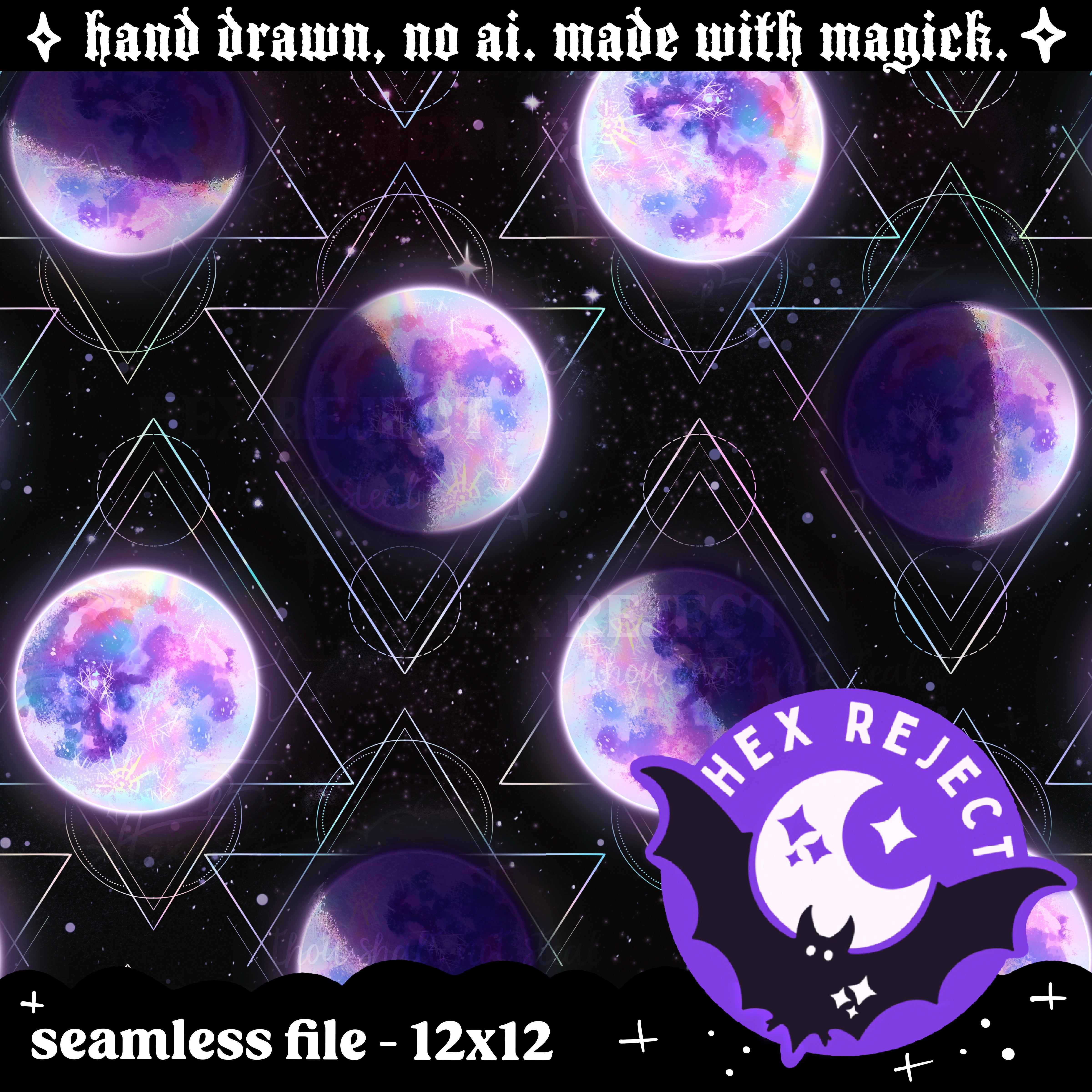 Geometric Whimsical Moons - Seamless file - small handmade shops only