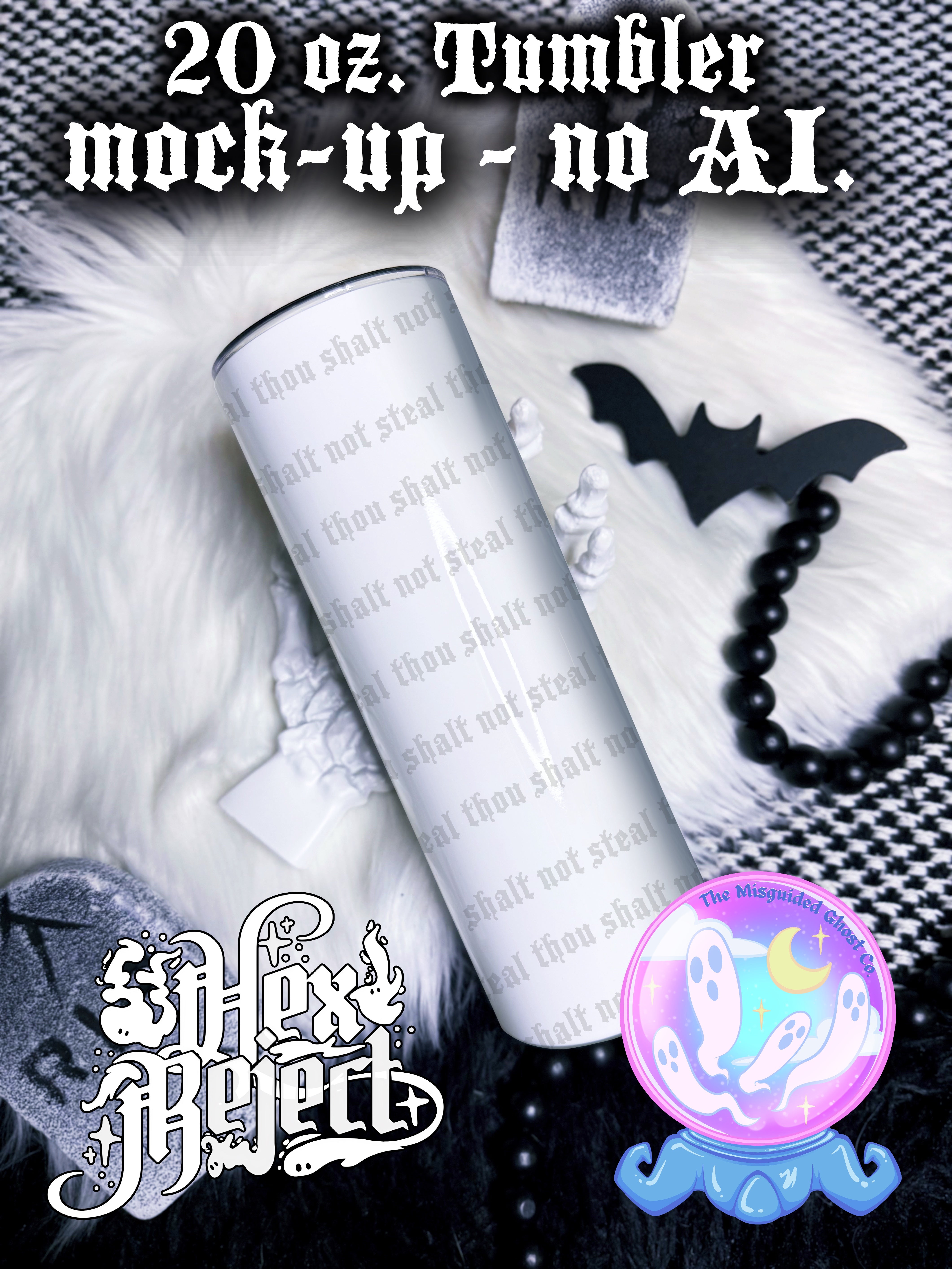 20 oz. Tumbler Mock-up. No AI. Spooky, Halloween, Goth, Gothic, Bats, Ouija, Witchy. Procreate & Canva Templates. Instructions included.