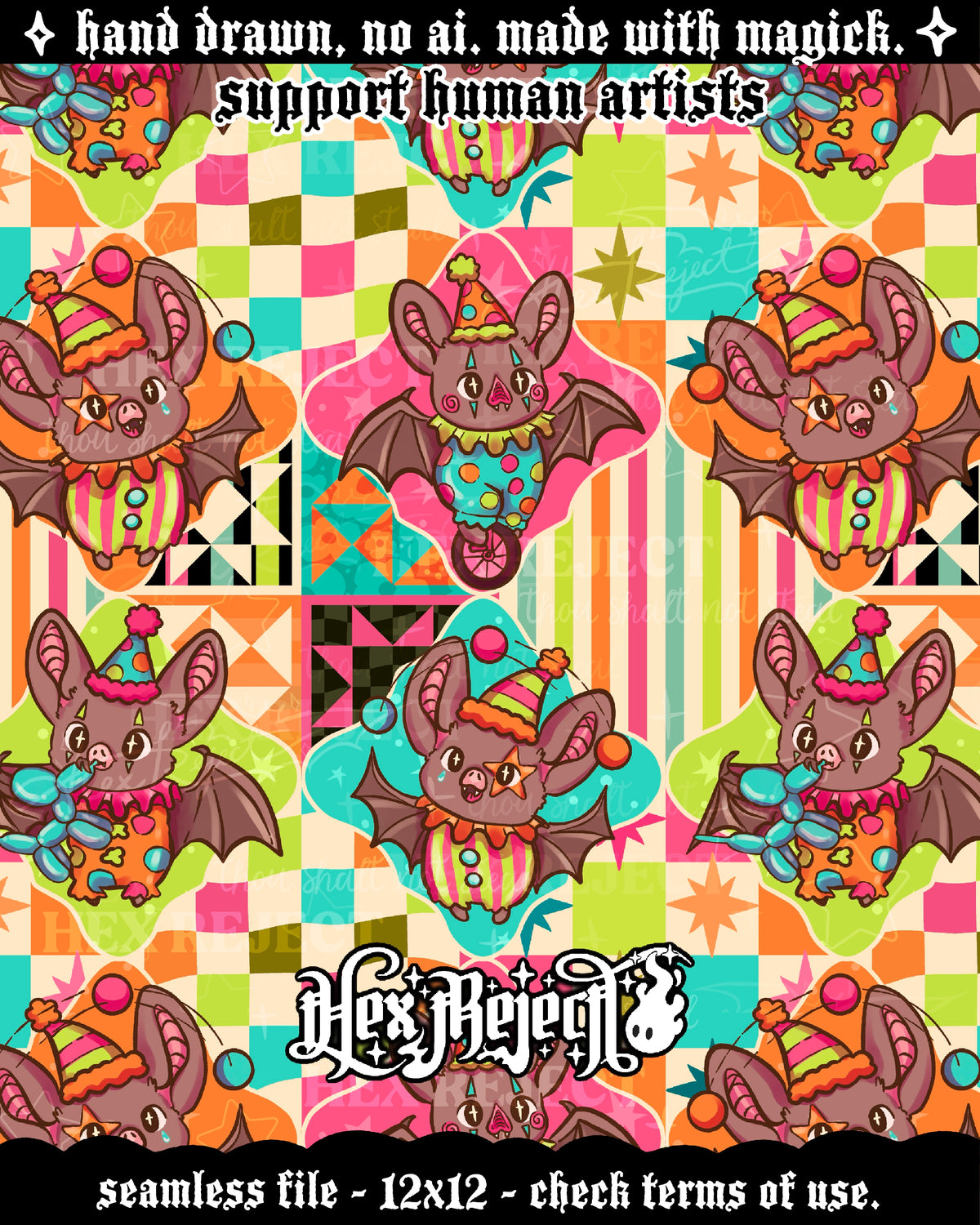Day Ten - Lattice - dopamine circus bats : Hextober - Seamless file