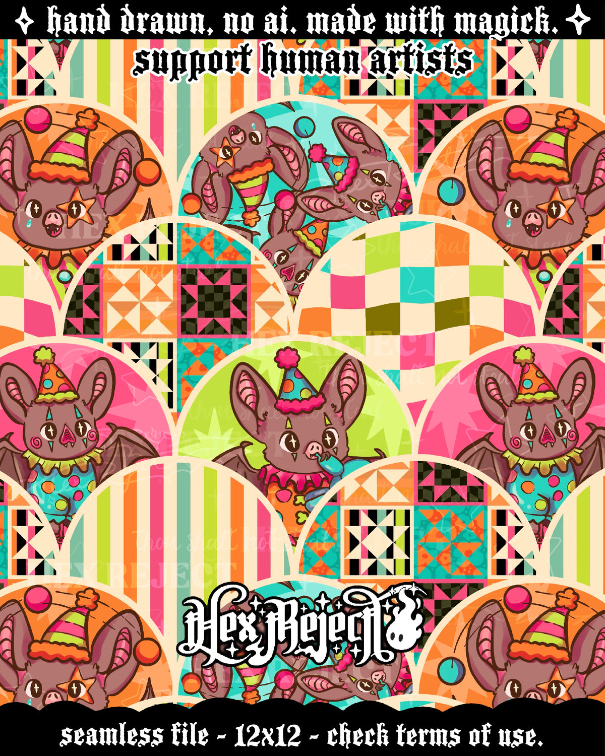 Day Ten - Lattice v2 - dopamine circus bats : Hextober - Seamless file