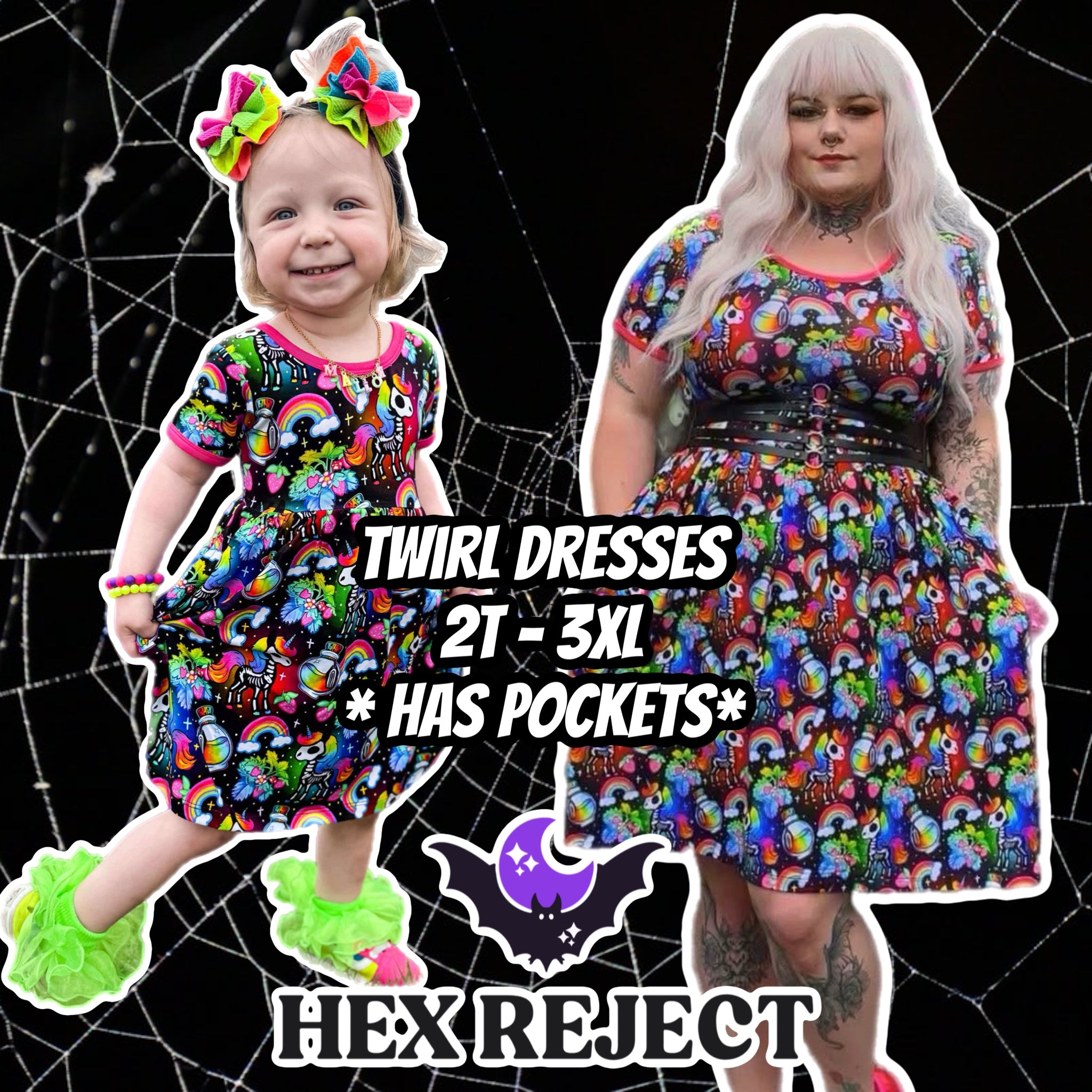 Rainbow Skellicorn twirl dresses