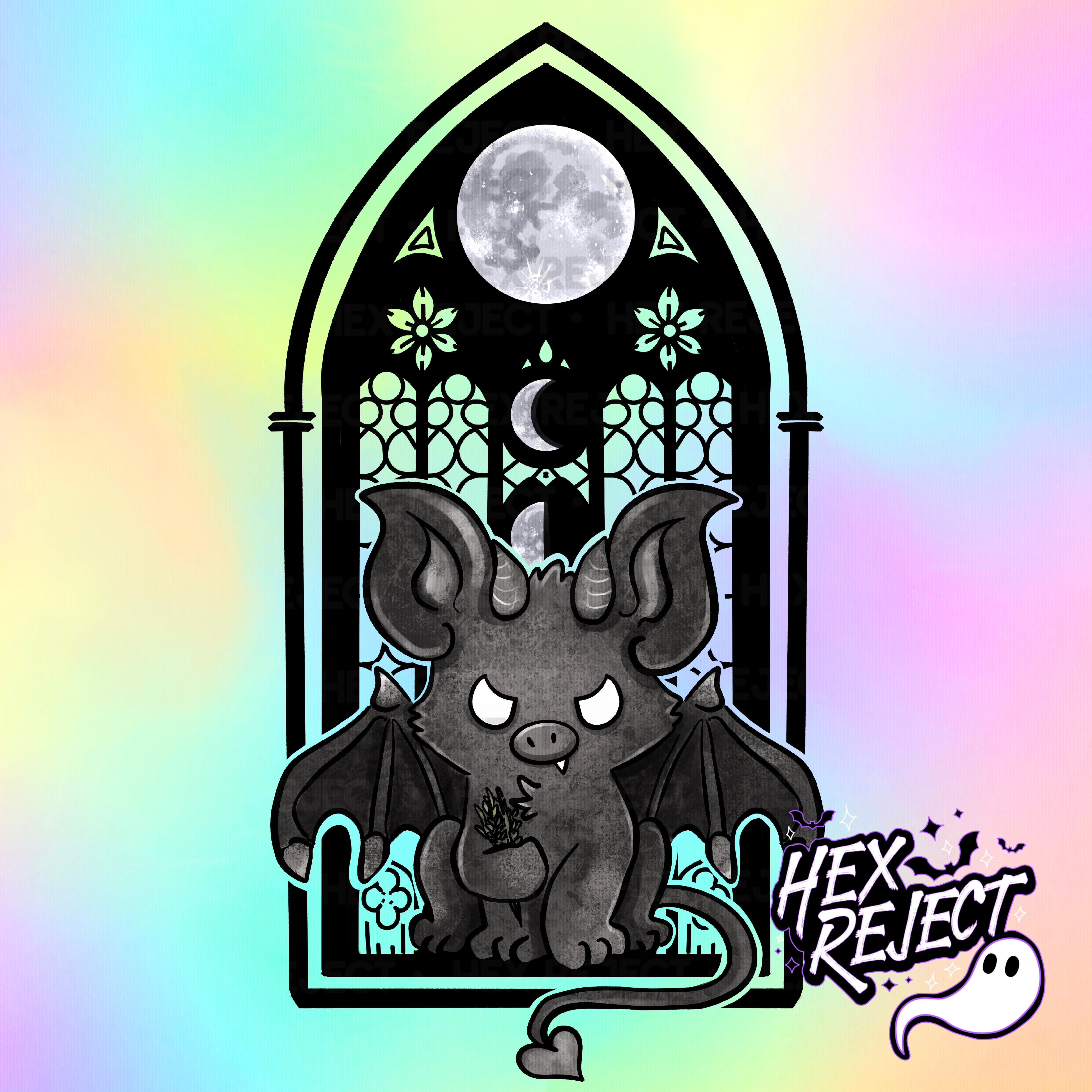 Gargoyle - Seamless & PNG files - Hextober 2025 - seamless includes bonus coord!