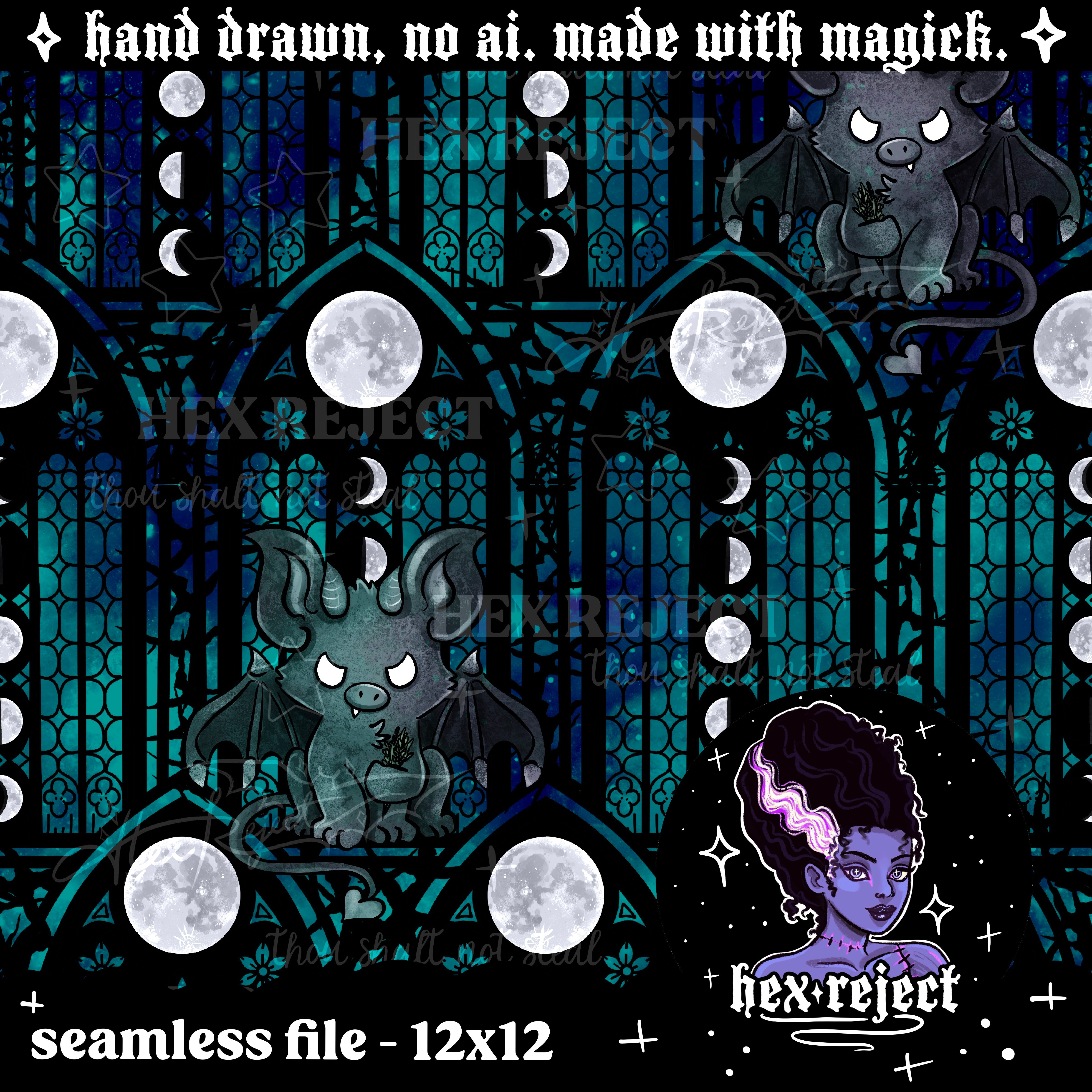 Gargoyle - Seamless & PNG files - Hextober 2025 - seamless includes bonus coord!