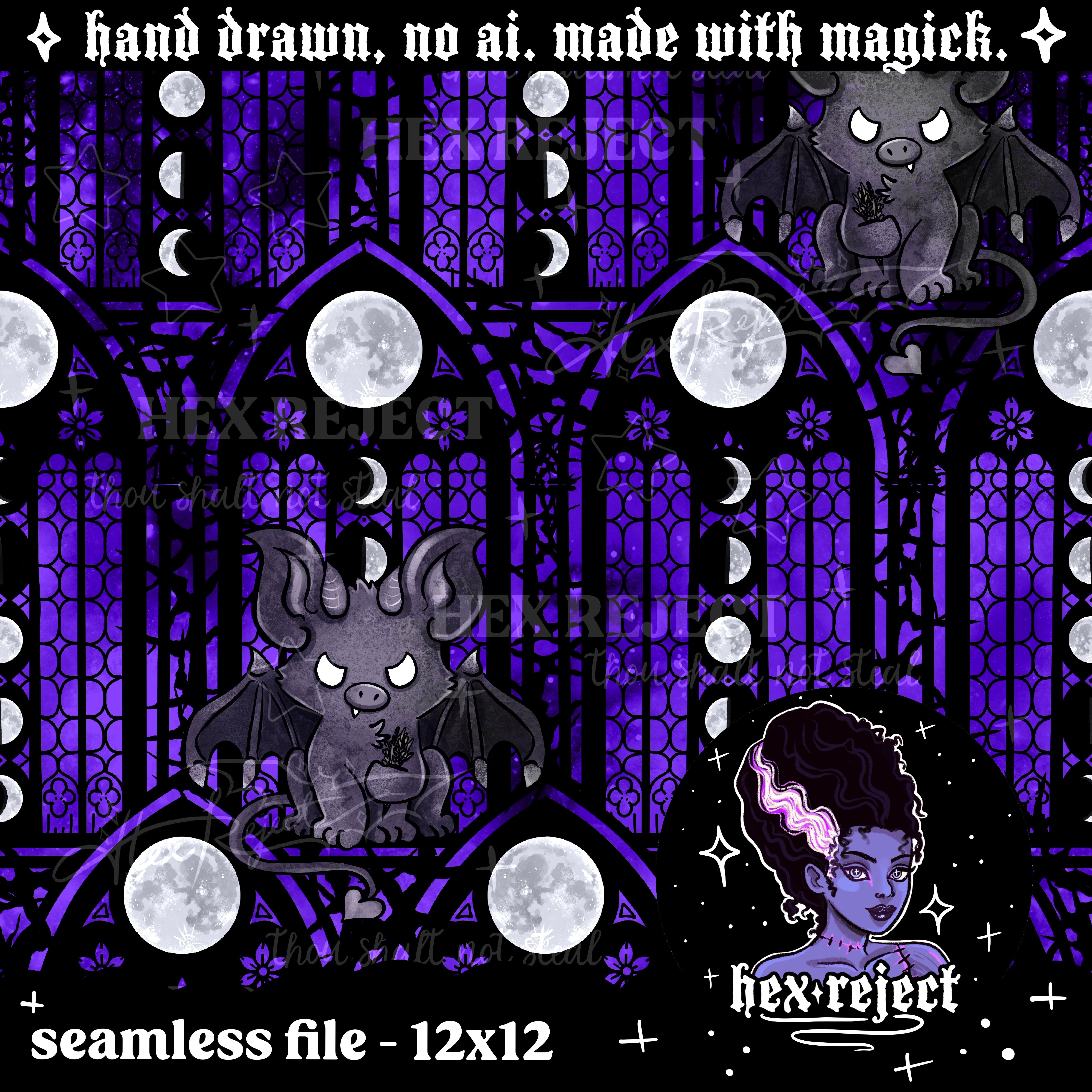 Gargoyle - Seamless & PNG files - Hextober 2025 - seamless includes bonus coord!