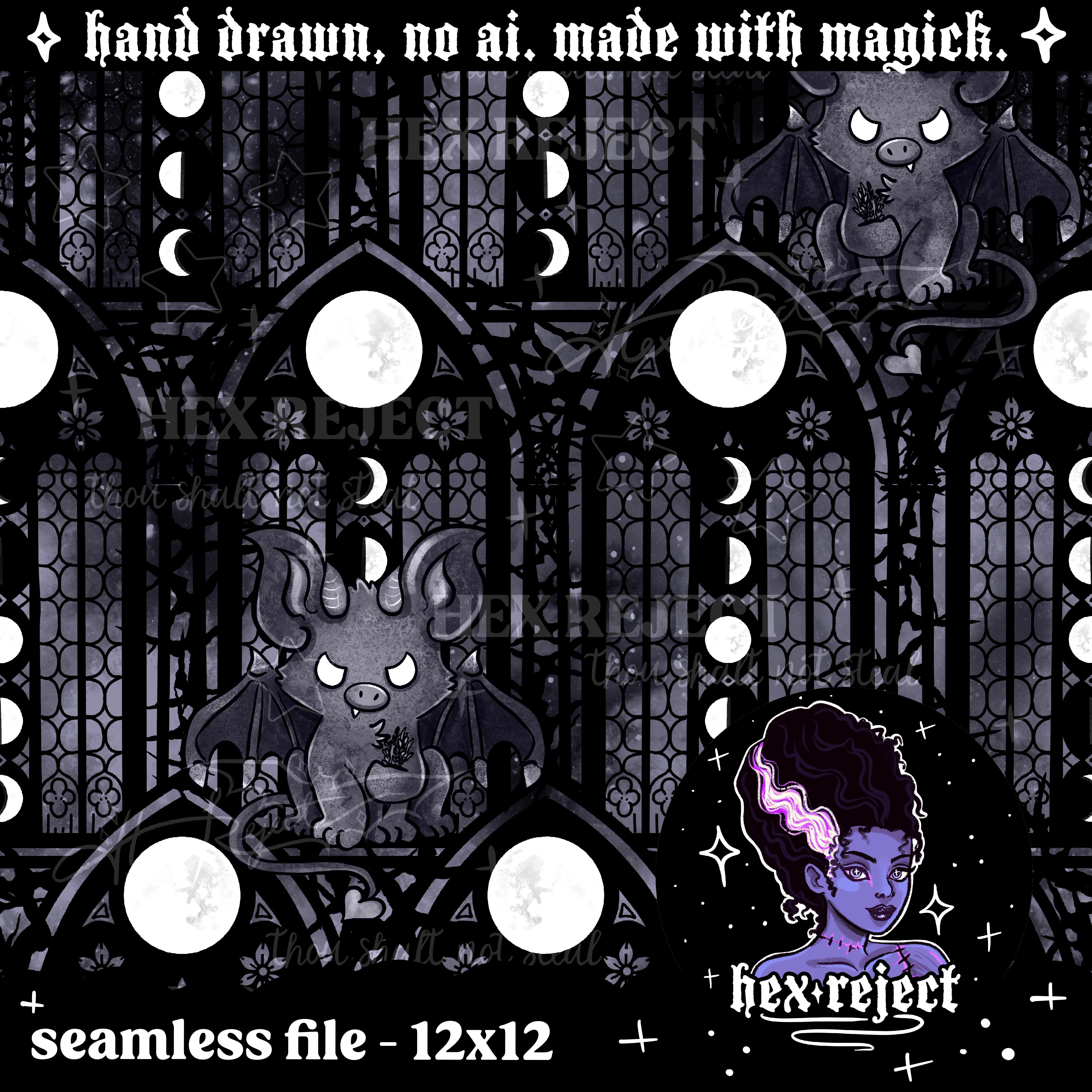 Gargoyle - Seamless & PNG files - Hextober 2025 - seamless includes bonus coord!