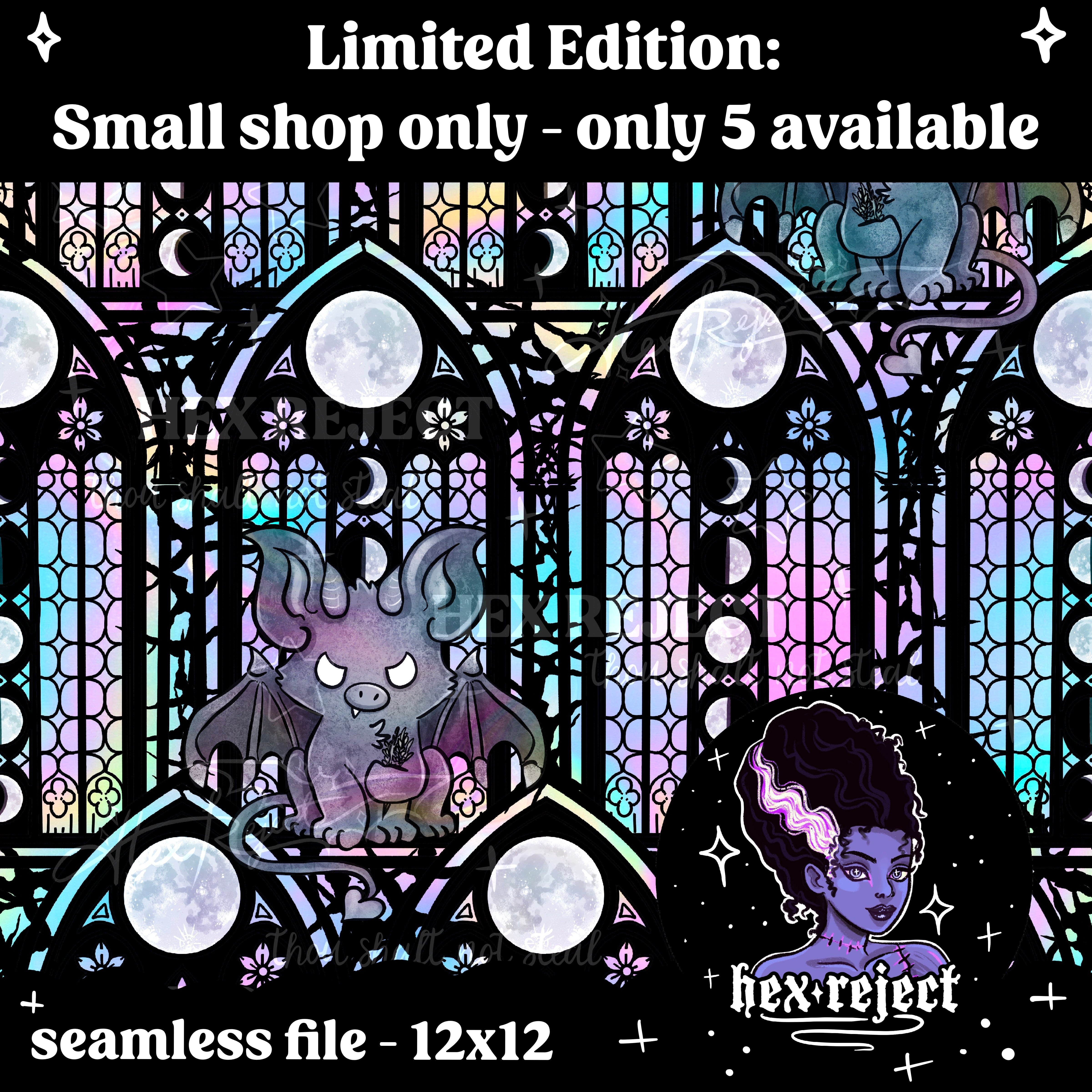 Gargoyle - Seamless & PNG files - Hextober 2025 - seamless includes bonus coord!