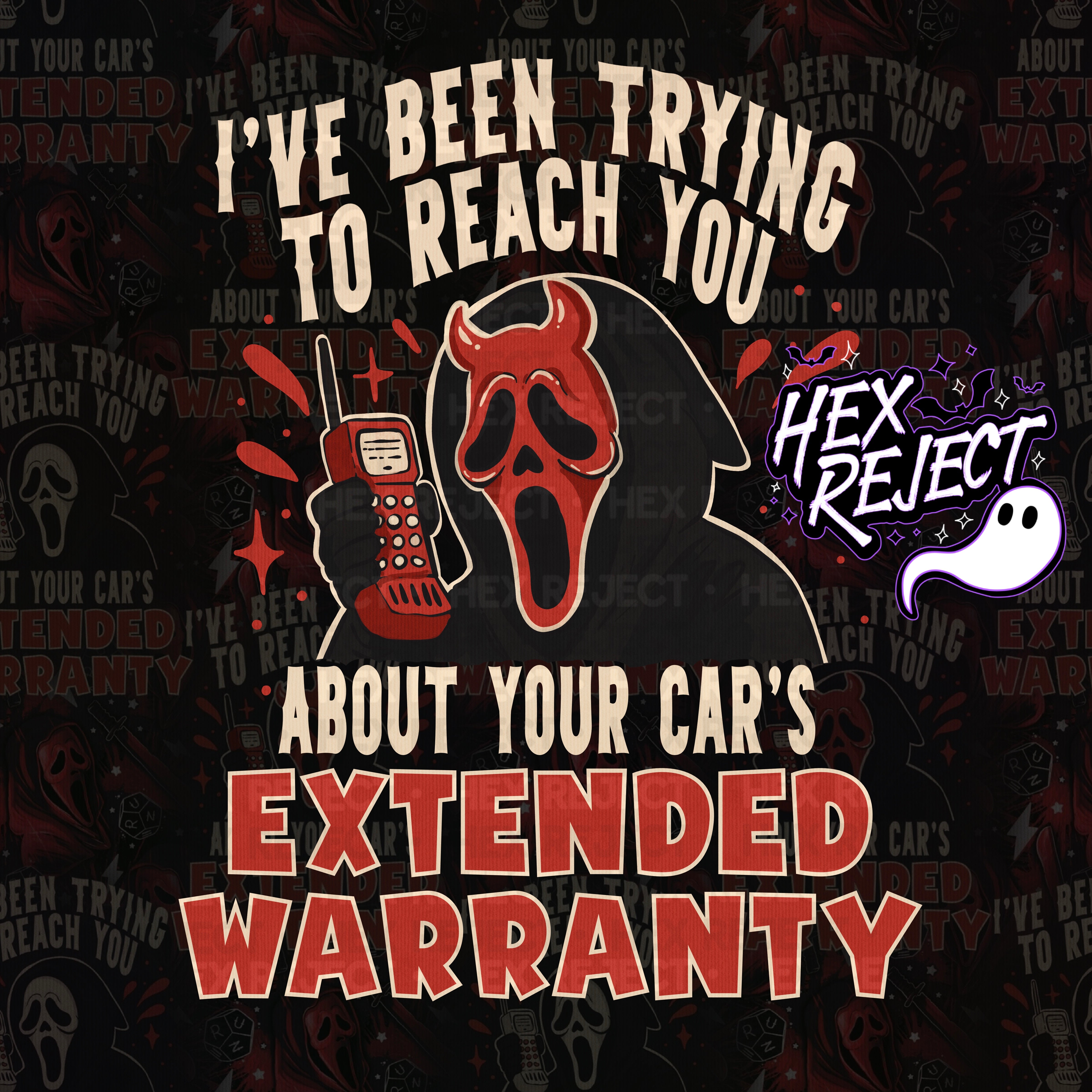 Horror - car’s extended warranty - Seamless & PNG files - Hextober 2025