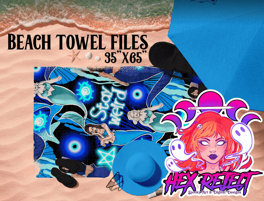 Blue Mermaids - Beach Towel File - Hex Reject